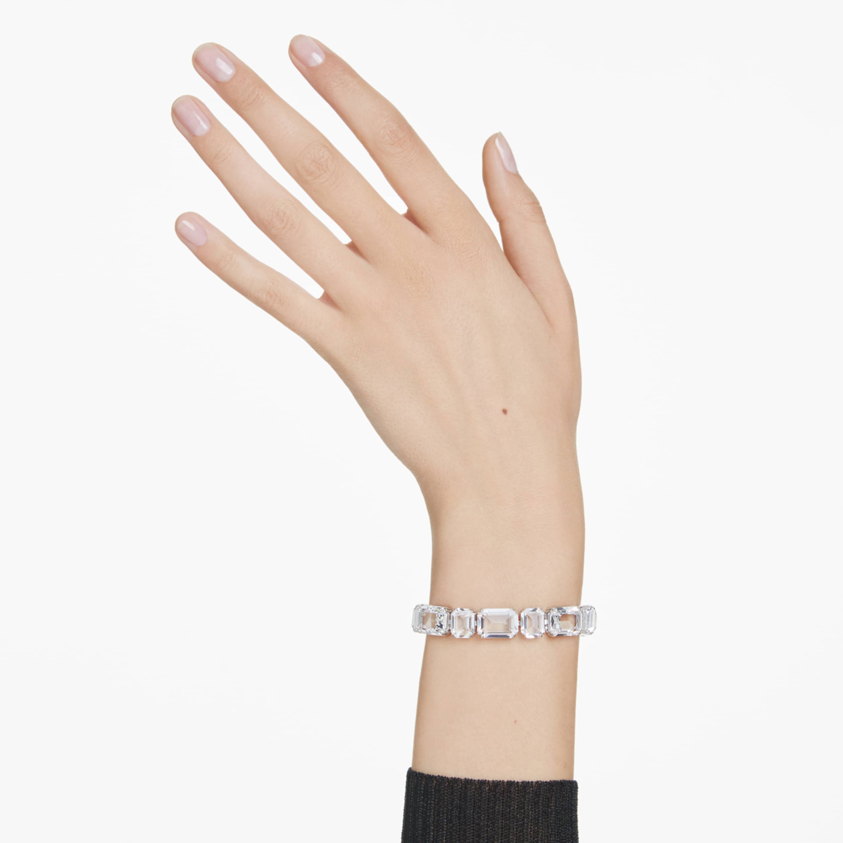Swarovski Millenia bracelet Octagon cut, White, Rhodium plated