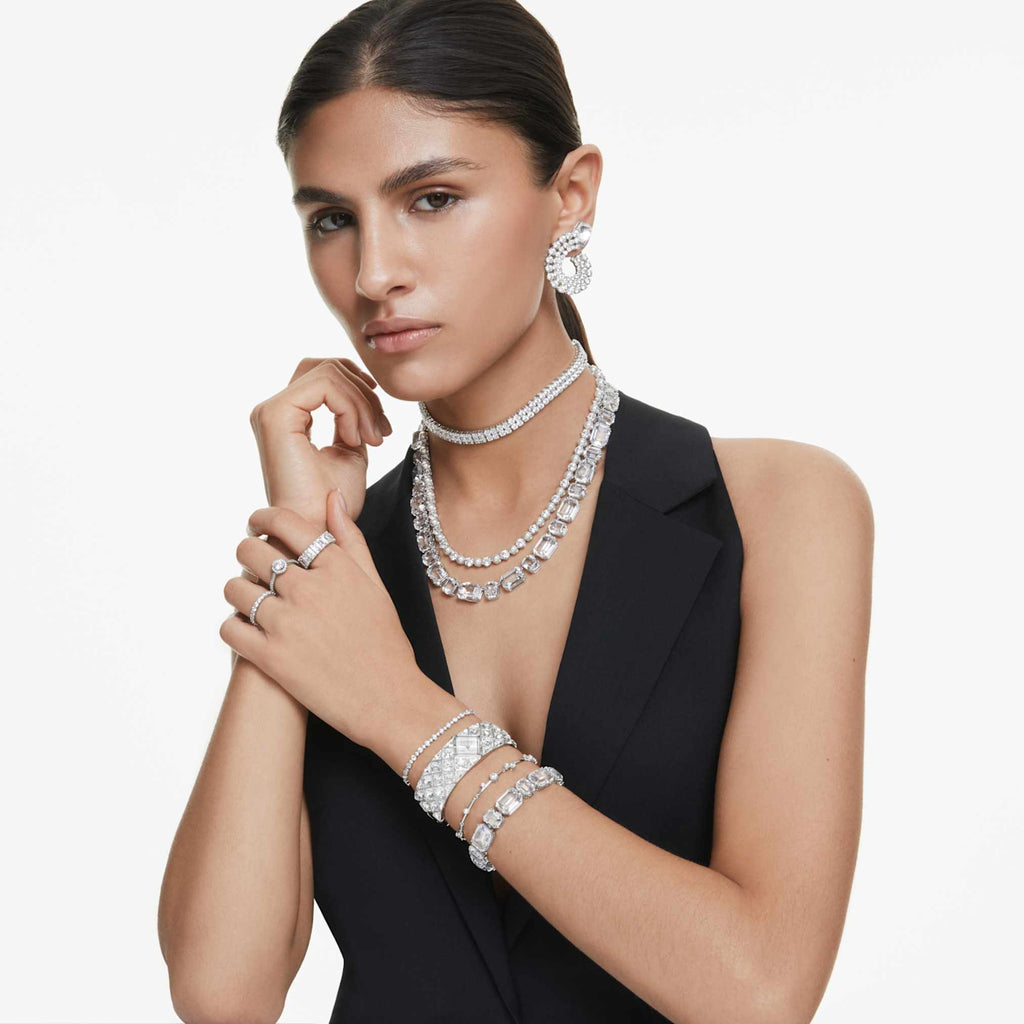 Swarovski Millenia bracelet Octagon cut, White, Rhodium plated