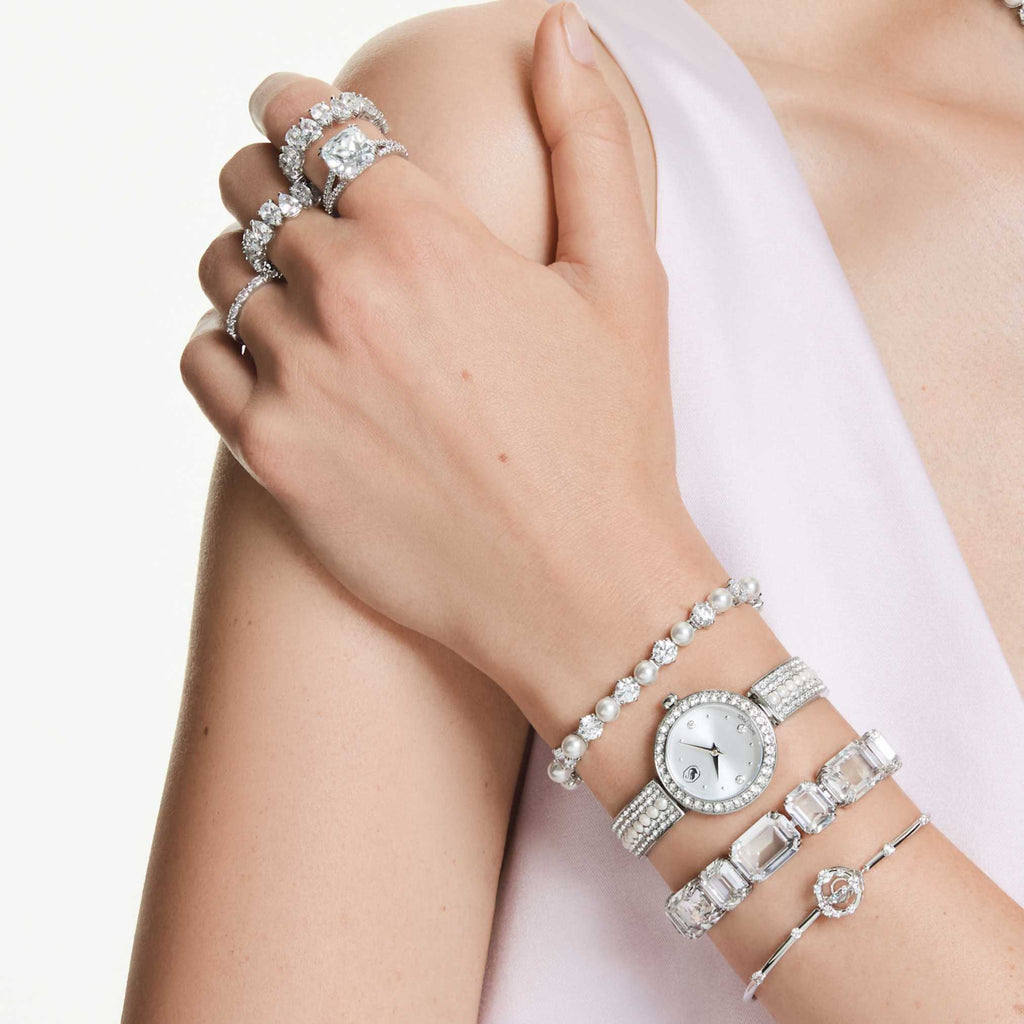 Swarovski Millenia bracelet Octagon cut, White, Rhodium plated