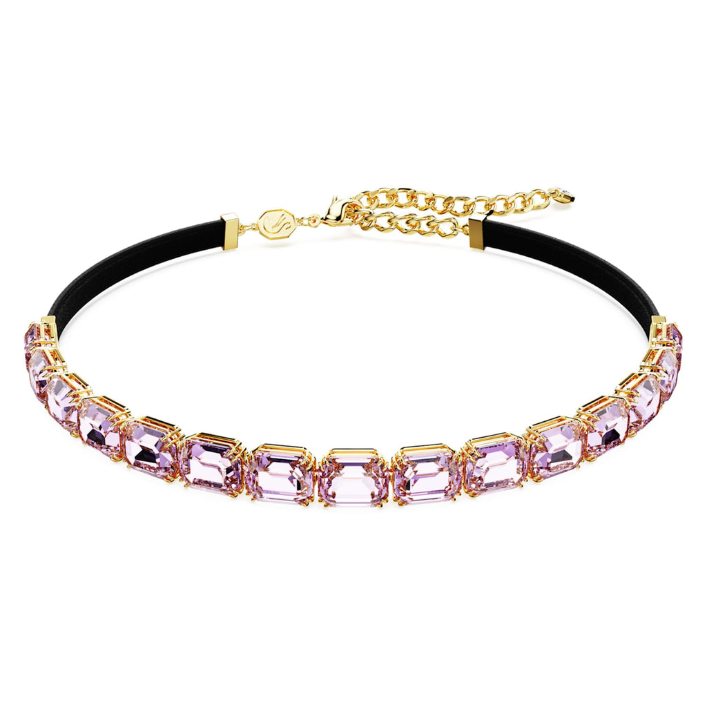Swarovski Millenia choker Octagon cut, Purple, 18K gold finish