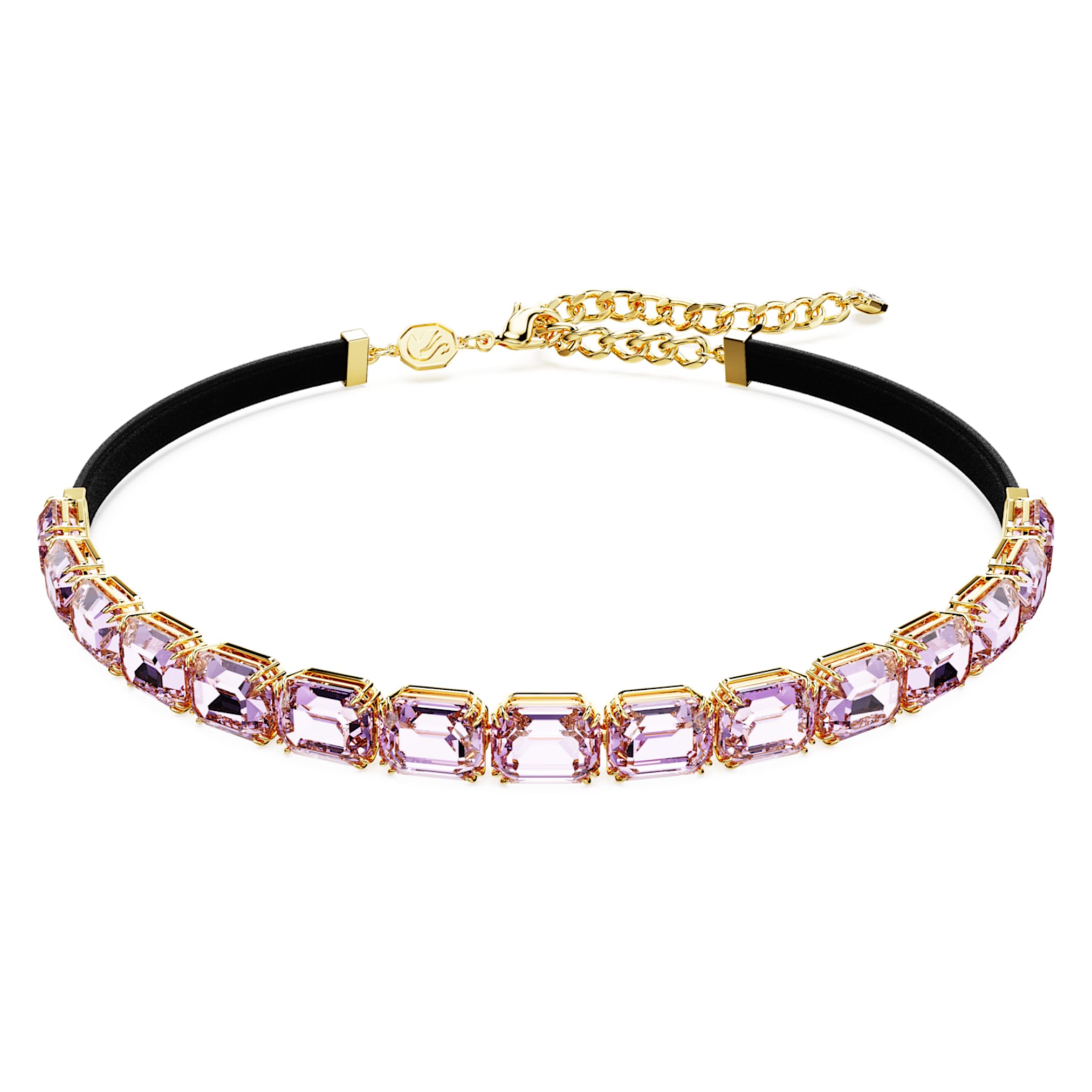 Swarovski Millenia choker Octagon cut, Purple, 18K gold finish