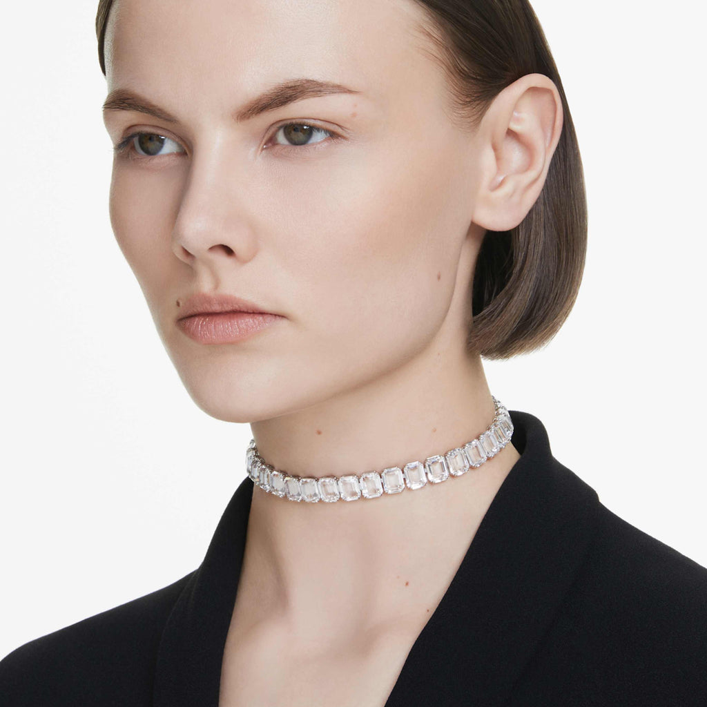 Swarovski Millenia choker Octagon cut, White, Rhodium plated