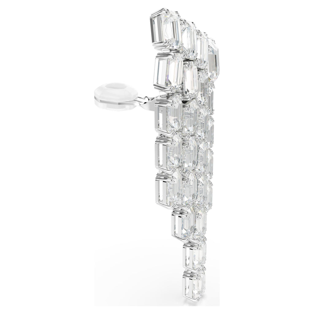 Swarovski Millenia clip earrings Octagon cut, Chandelier, White, Rhodium plated