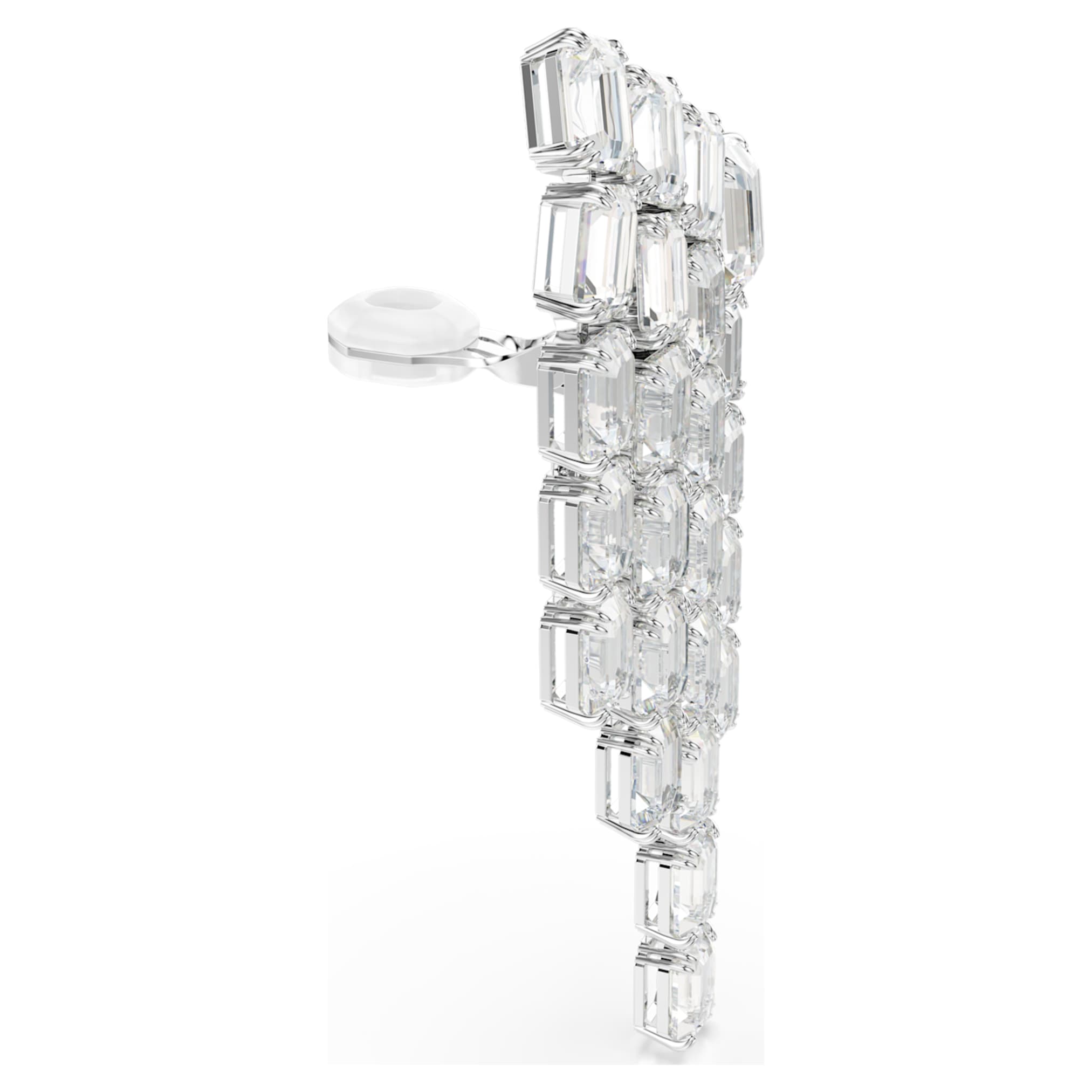 Swarovski Millenia clip earrings Octagon cut, Chandelier, White, Rhodium plated