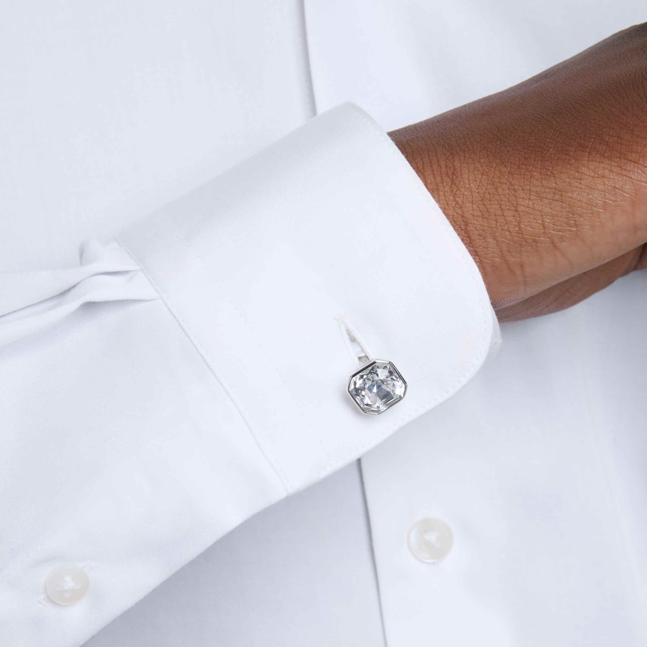 Swarovski Millenia cufflinks Octagon cut, White, Rhodium plated