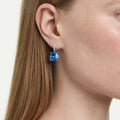 Swarovski Millenia drop earrings Cushion cut, Blue, Rhodium plated