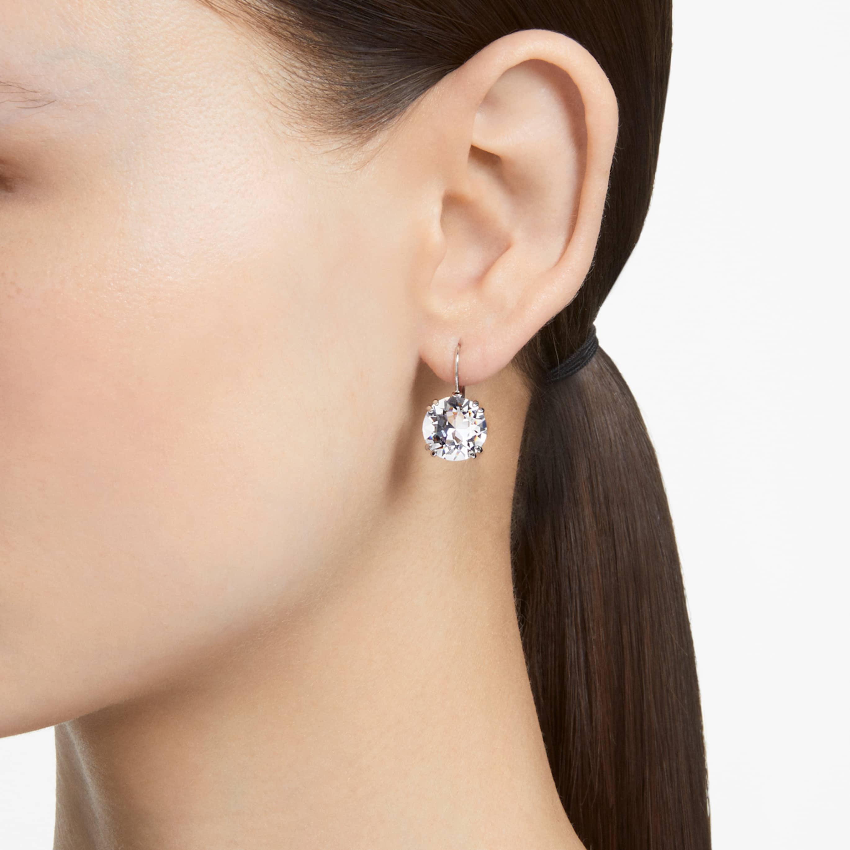 Swarovski Millenia drop earrings Round cut, White, Rhodium plated