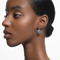 Swarovski Millenia drop earrings Square cut, Blue, Rhodium plated