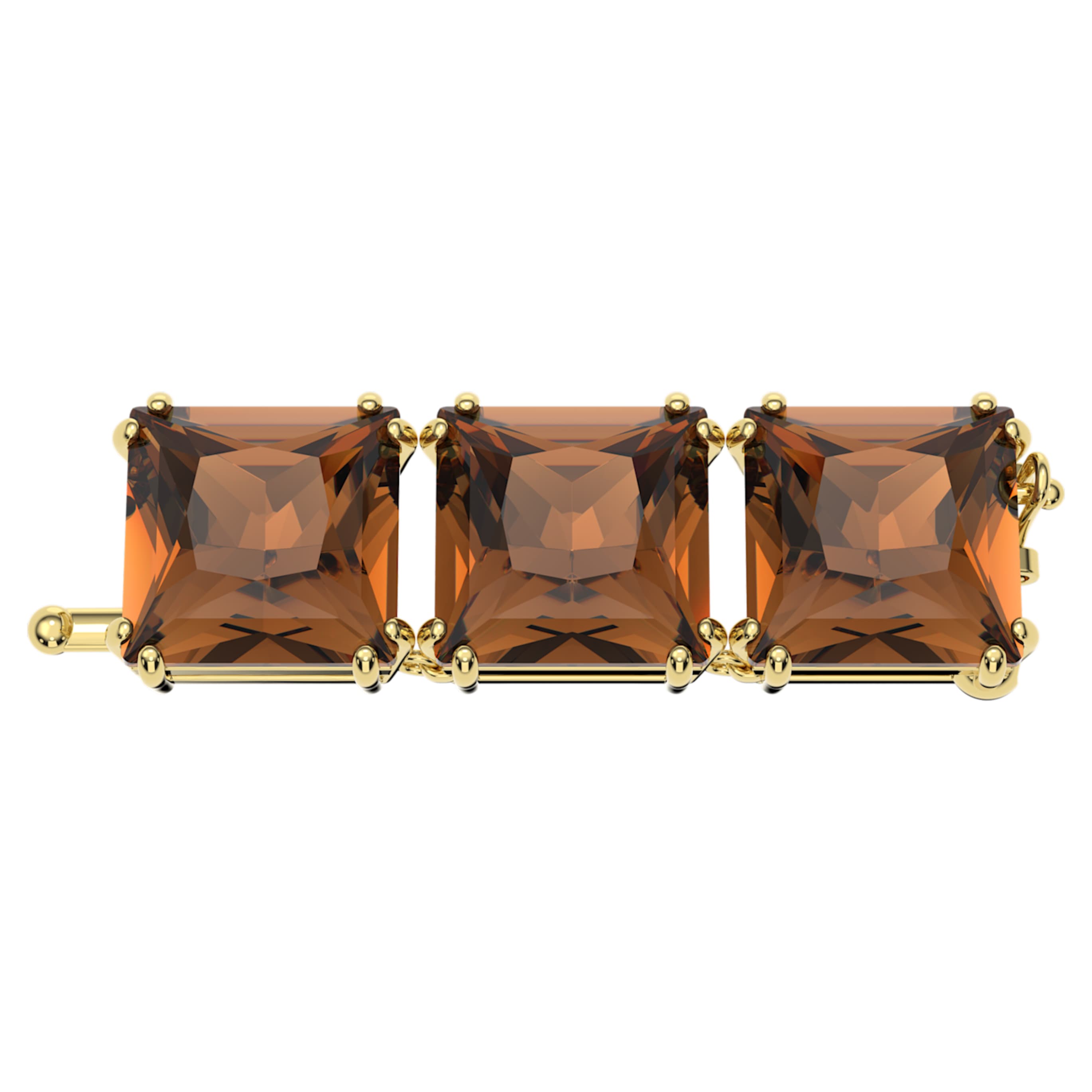 Swarovski Millenia extender Square cut, Brown, 18K gold finish