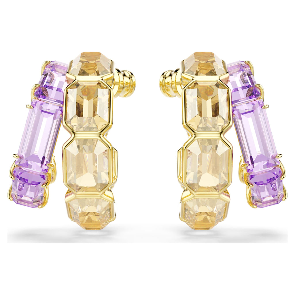 Swarovski Millenia hoop earrings Mixed cuts, Multicolored, 18K gold finish