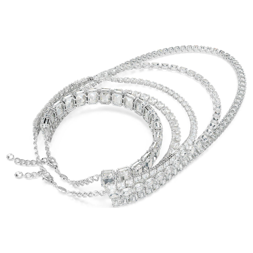 Swarovski Millenia layered necklace Mixed cuts, White, Rhodium plated