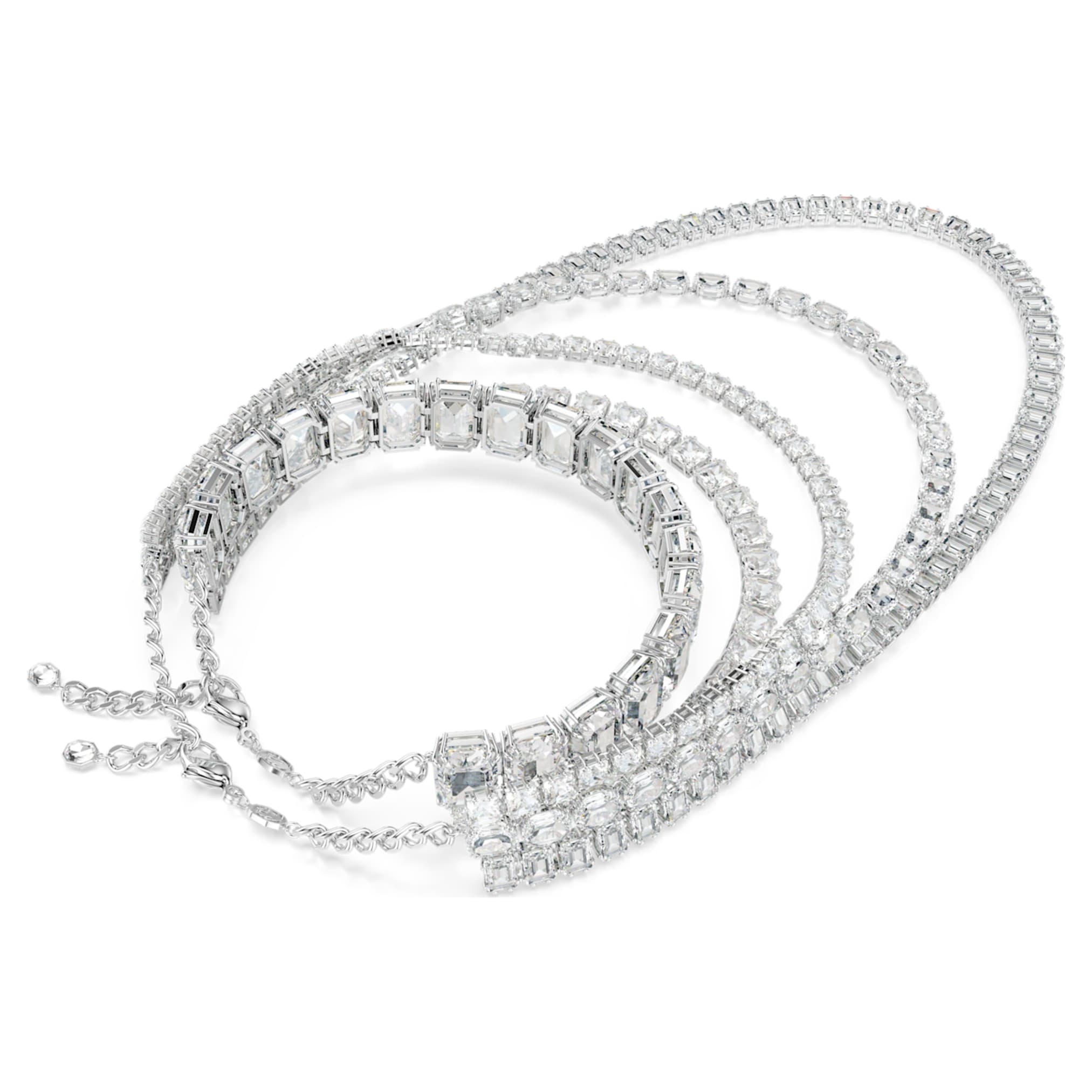 Swarovski Millenia layered necklace Mixed cuts, White, Rhodium plated
