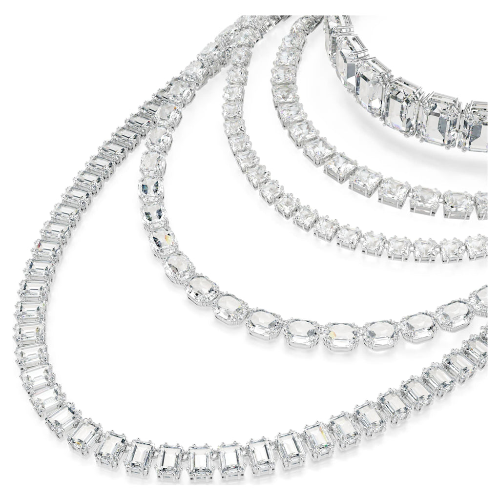 Swarovski Millenia layered necklace Mixed cuts, White, Rhodium plated