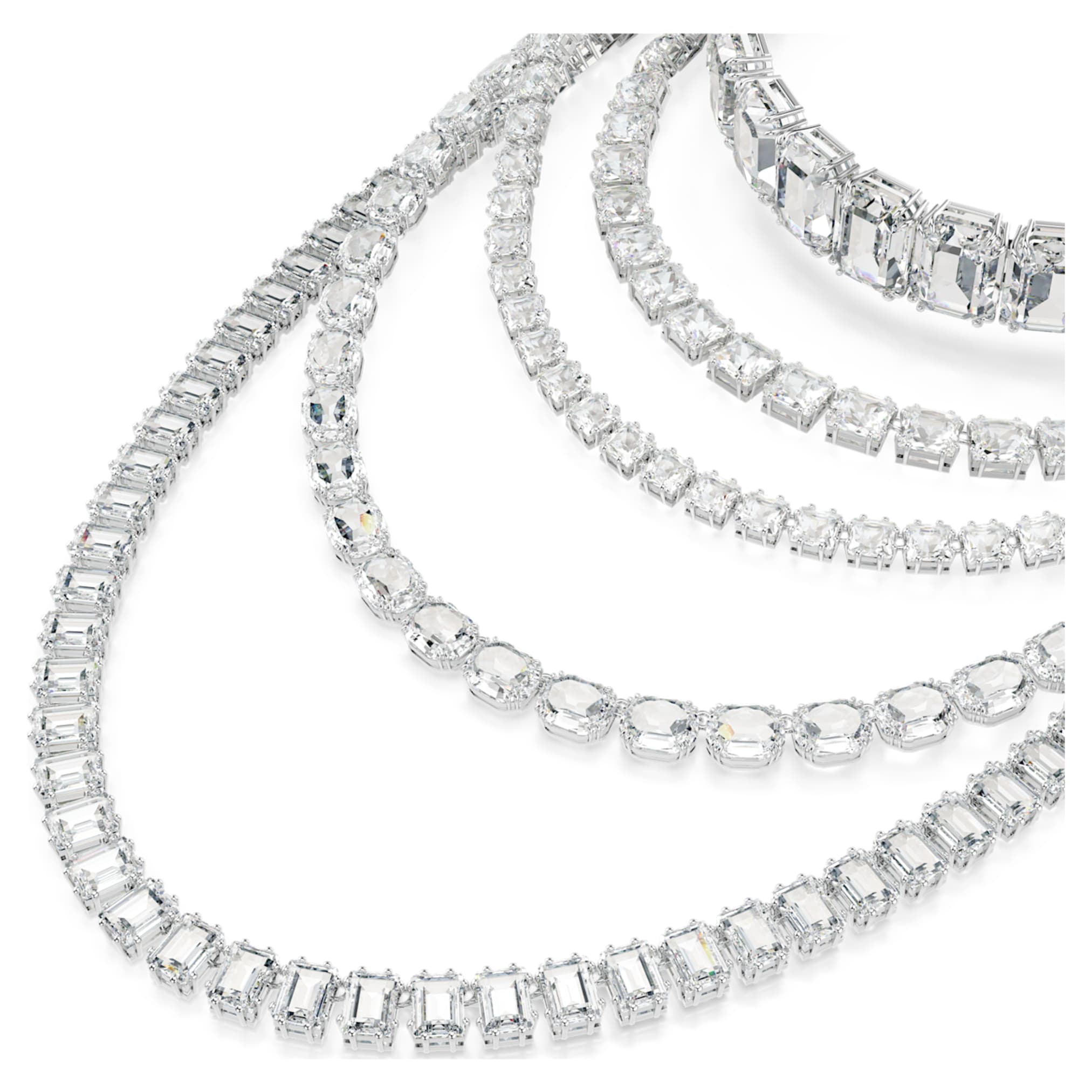 Swarovski Millenia layered necklace Mixed cuts, White, Rhodium plated