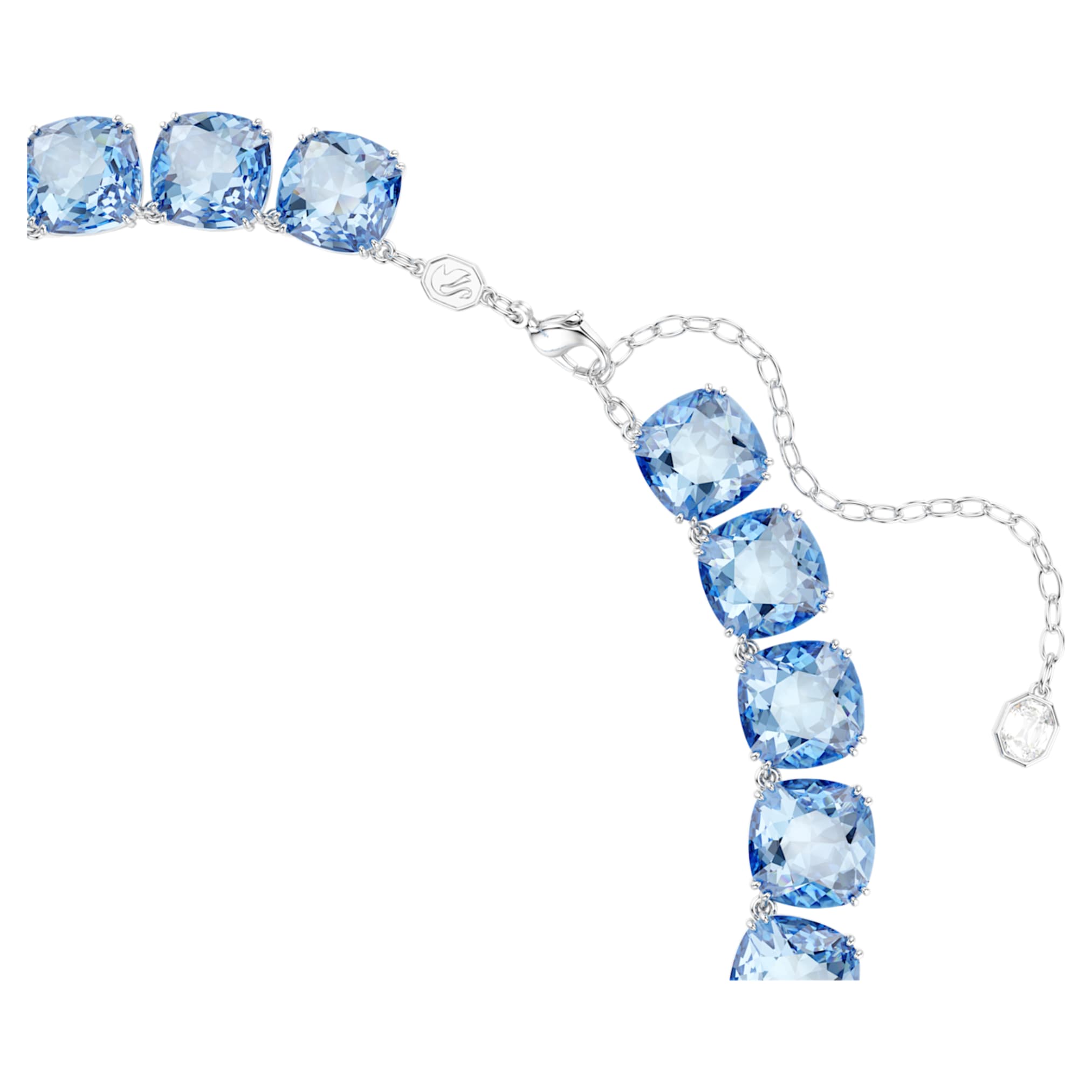 Swarovski Millenia necklace Cushion cut, Blue, Rhodium plated
