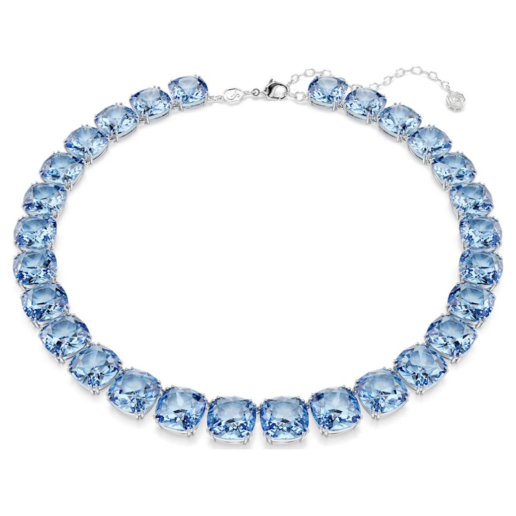 Swarovski Millenia necklace Cushion cut, Blue, Rhodium plated