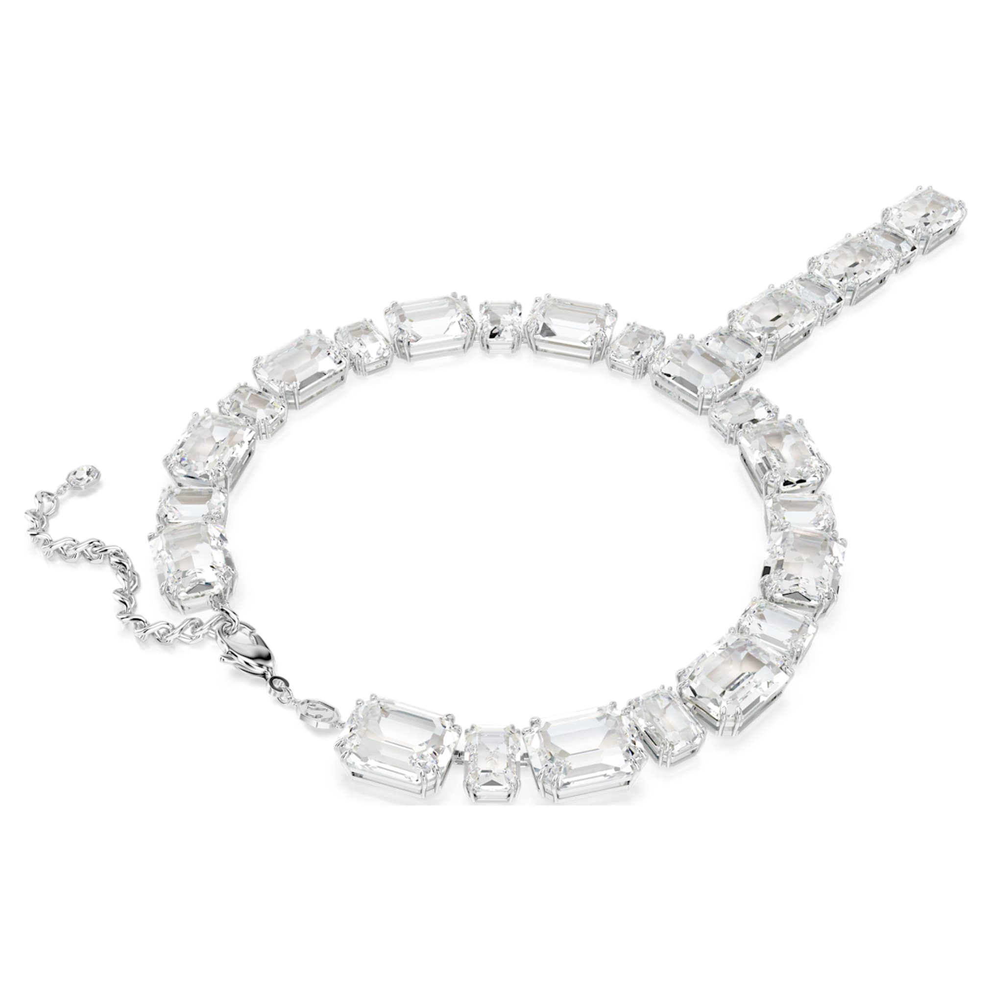 Swarovski Millenia necklace Mixed cuts, White, Rhodium plated