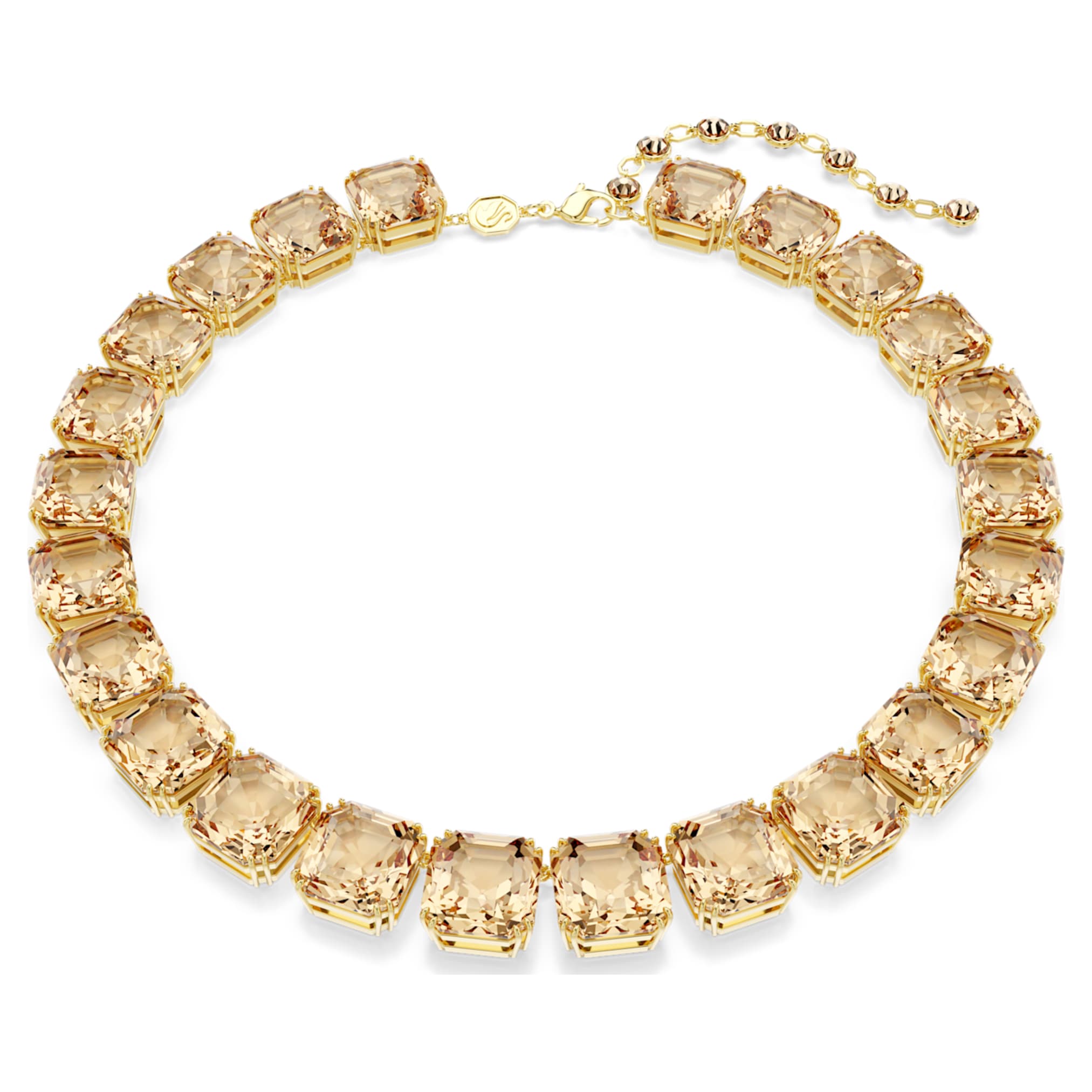 Swarovski Millenia necklace Octagon cut, Caramel, 18K gold finish