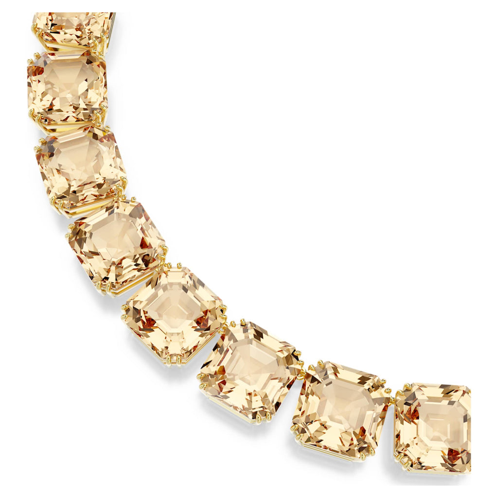 Swarovski Millenia necklace Octagon cut, Caramel, 18K gold finish