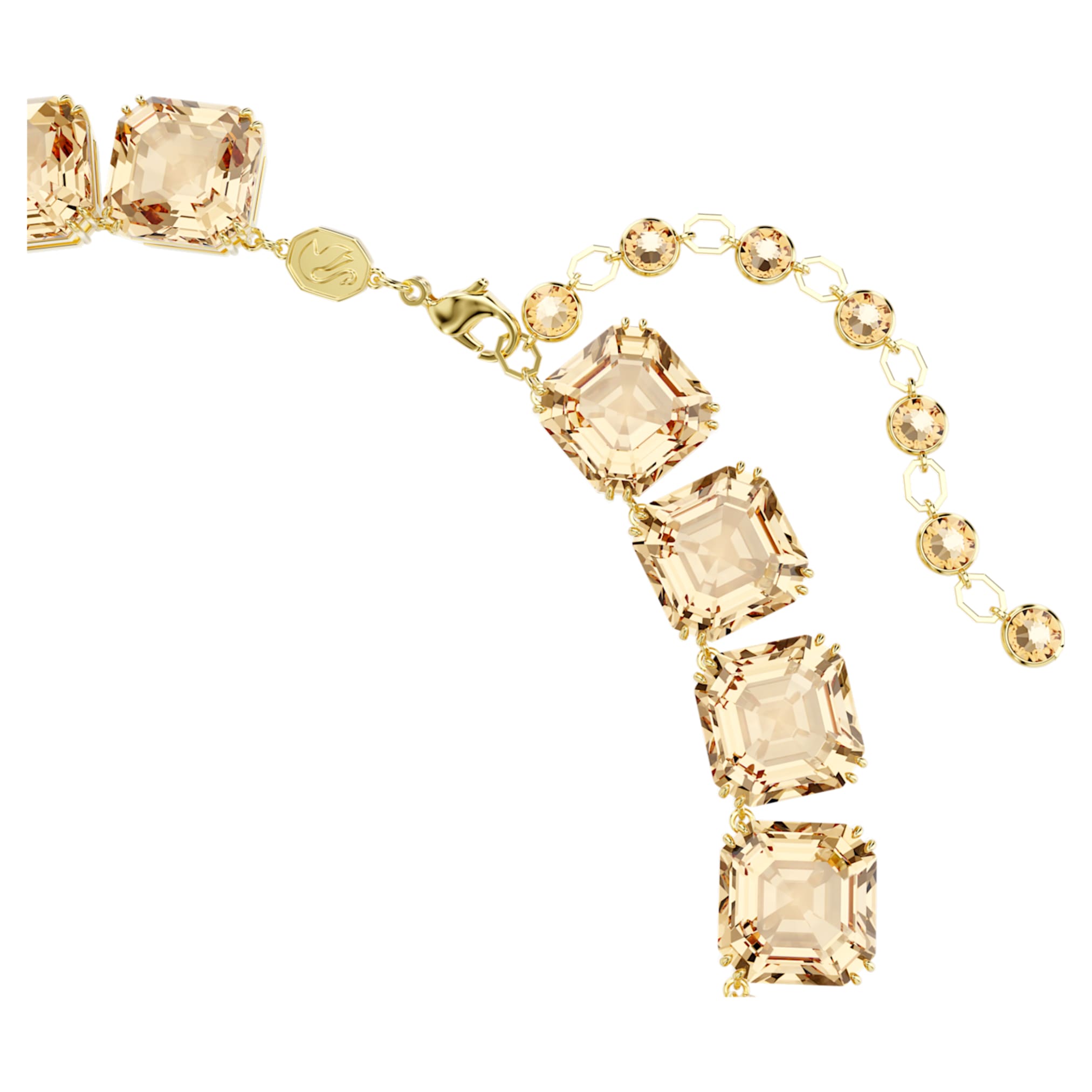 Swarovski Millenia necklace Octagon cut, Caramel, 18K gold finish