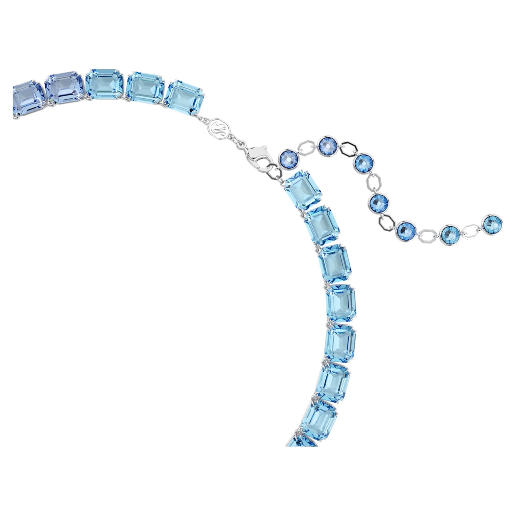 Swarovski Millenia necklace Octagon cut, Color gradient, Blue, Rhodium plated