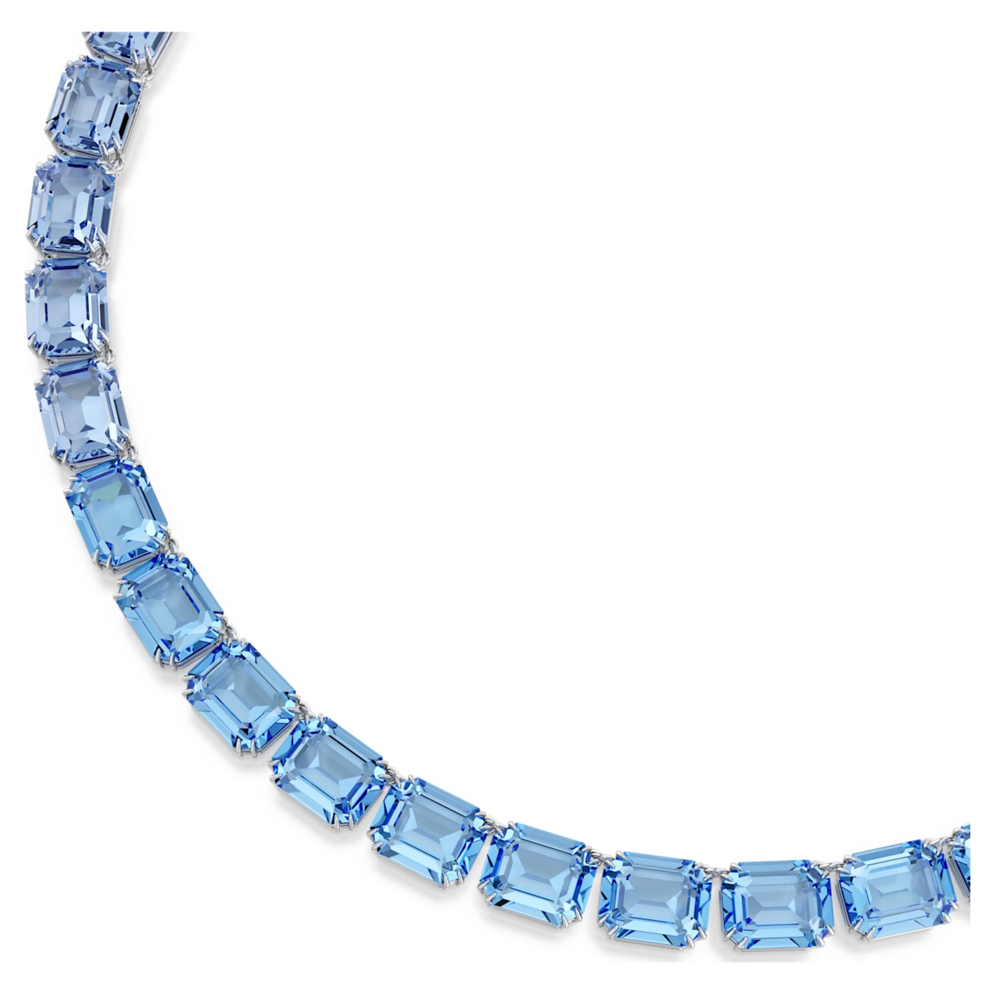 Swarovski Millenia necklace Octagon cut, Color gradient, Blue, Rhodium plated