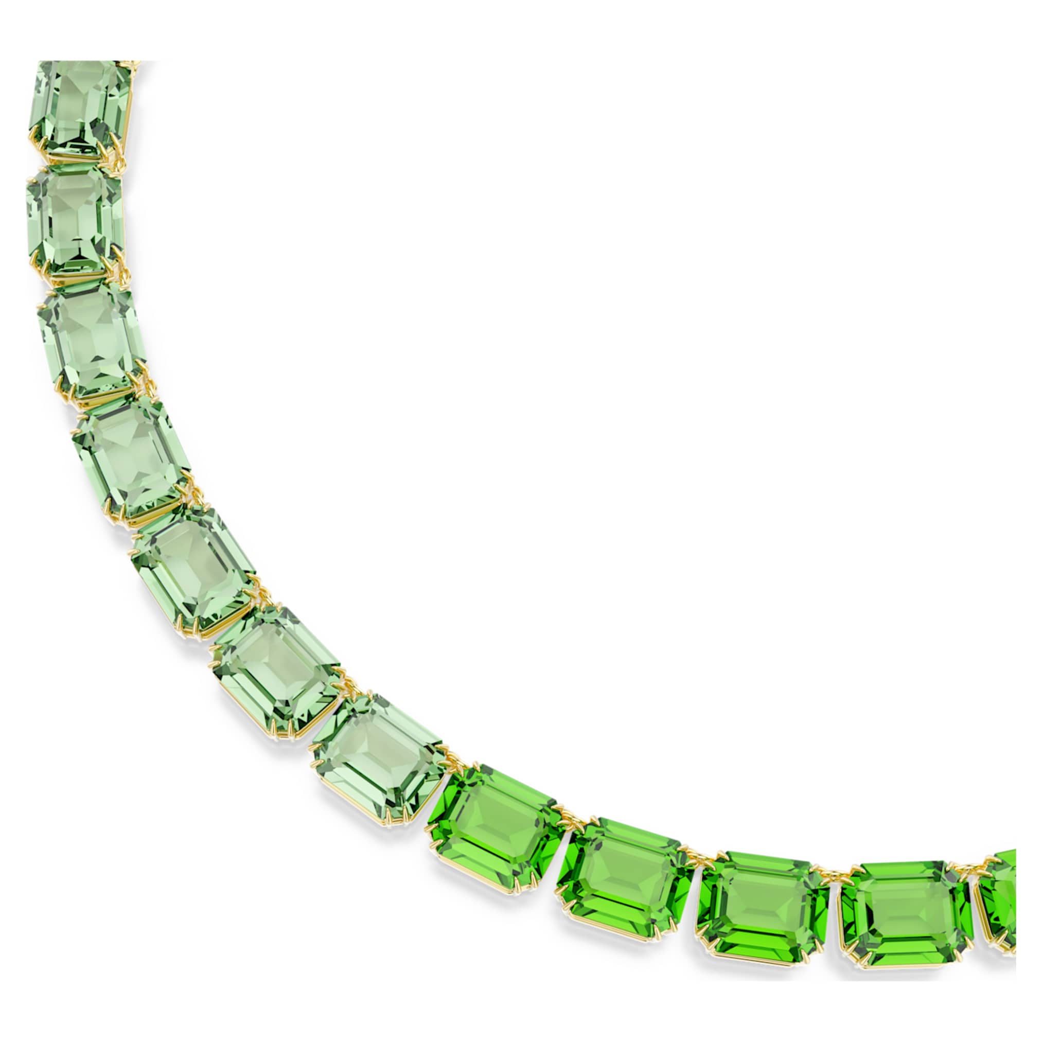 Swarovski Millenia necklace Octagon cut, Color gradient, Green, 18K gold finish