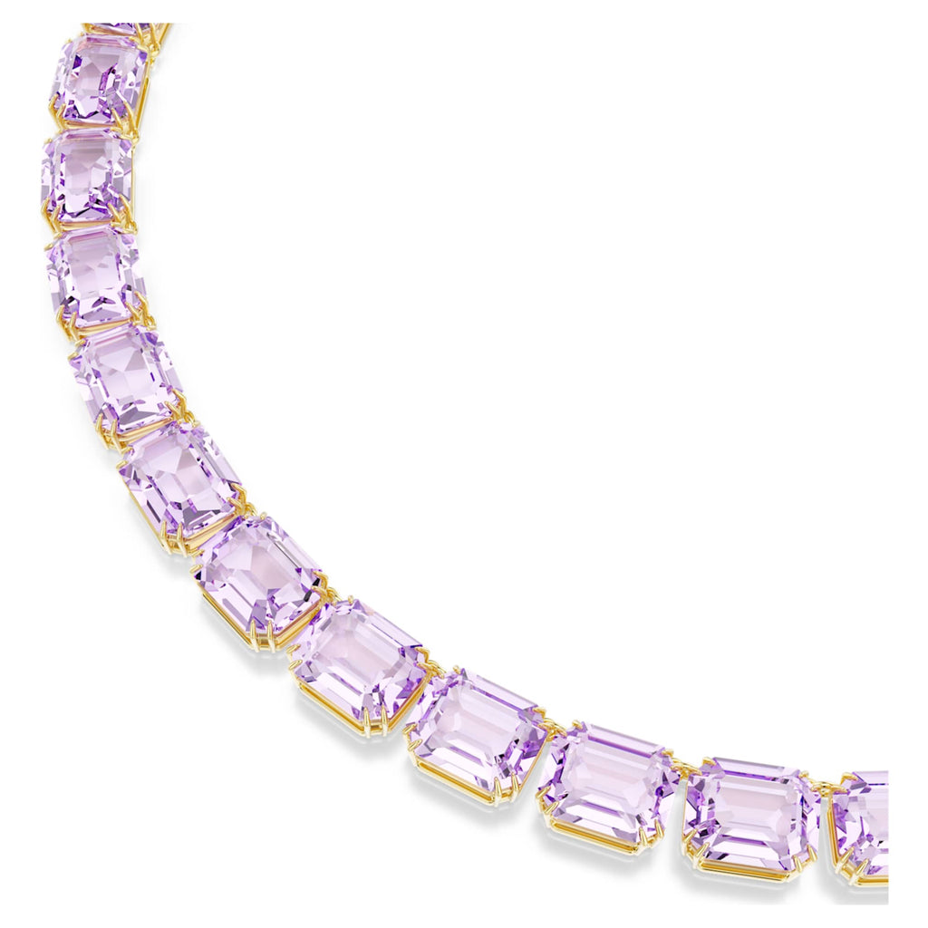 Swarovski Millenia necklace Octagon cut, Purple, 18K gold finish