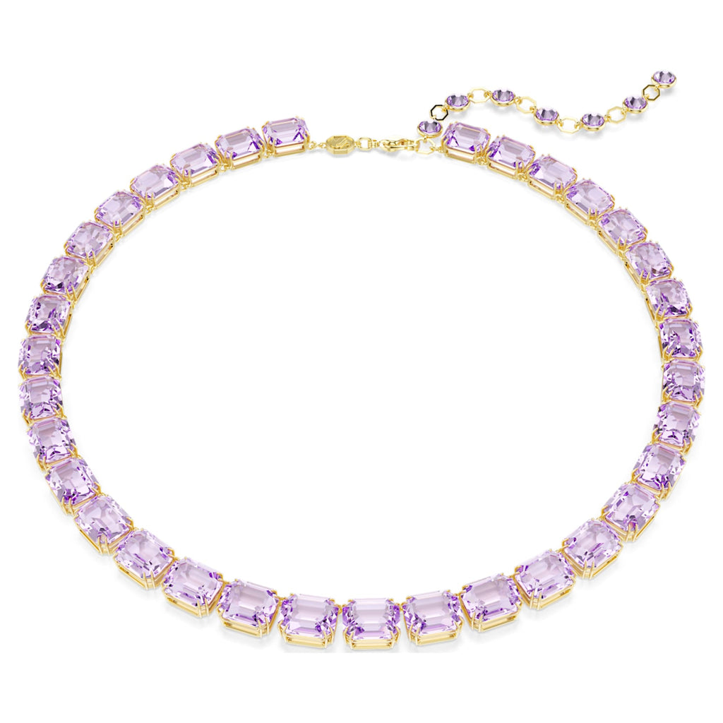Swarovski Millenia necklace Octagon cut, Purple, 18K gold finish