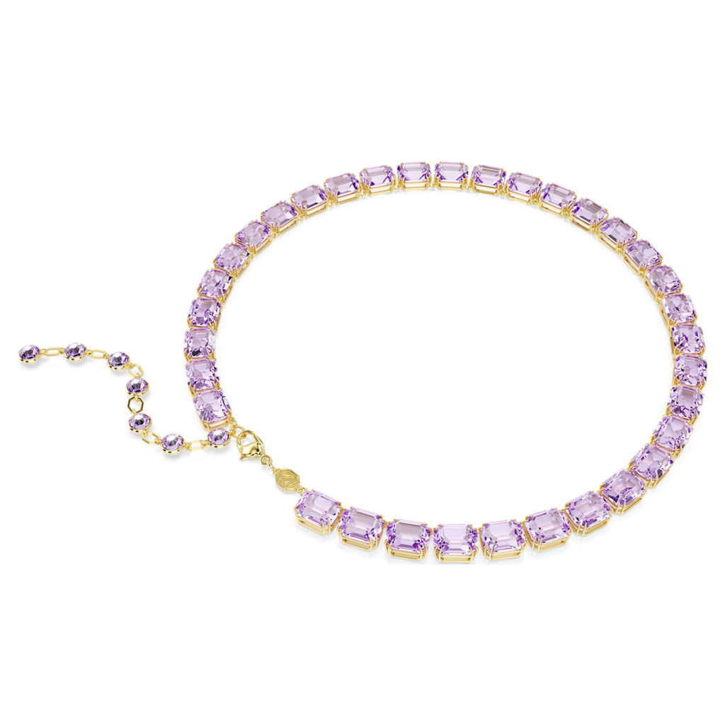 Swarovski Millenia necklace Octagon cut, Purple, 18K gold finish