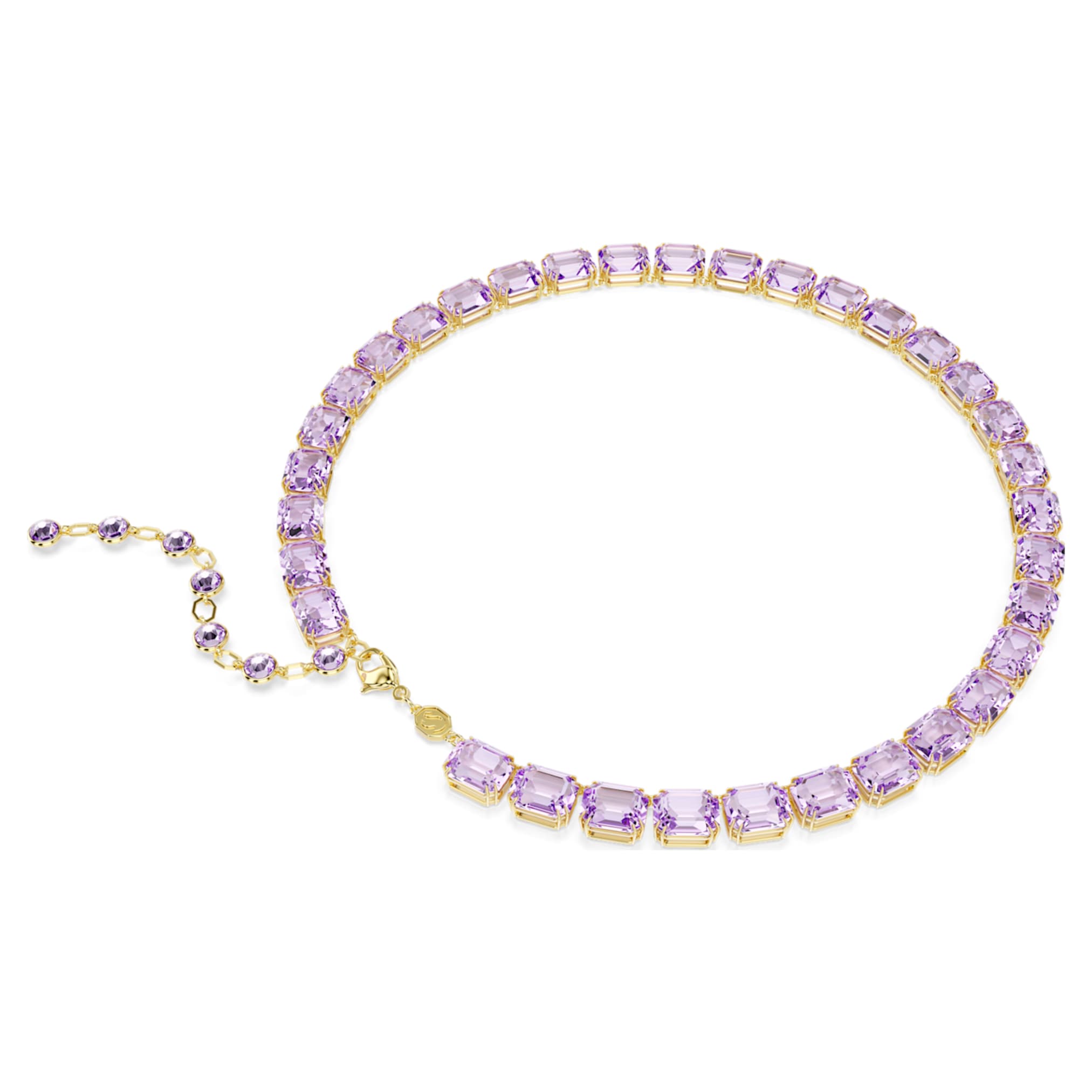 Swarovski Millenia necklace Octagon cut, Purple, 18K gold finish