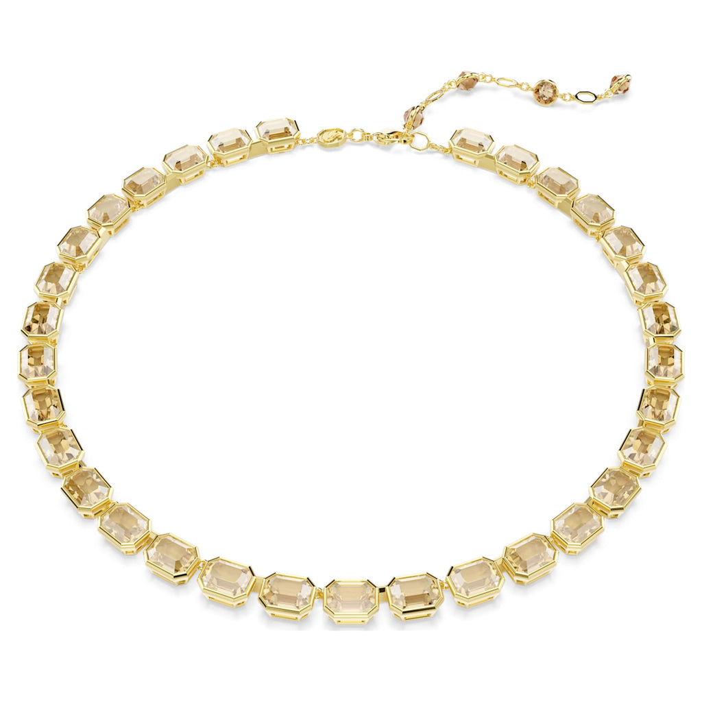 Swarovski Millenia necklace Octagon cut, Yellow, 18K gold finish