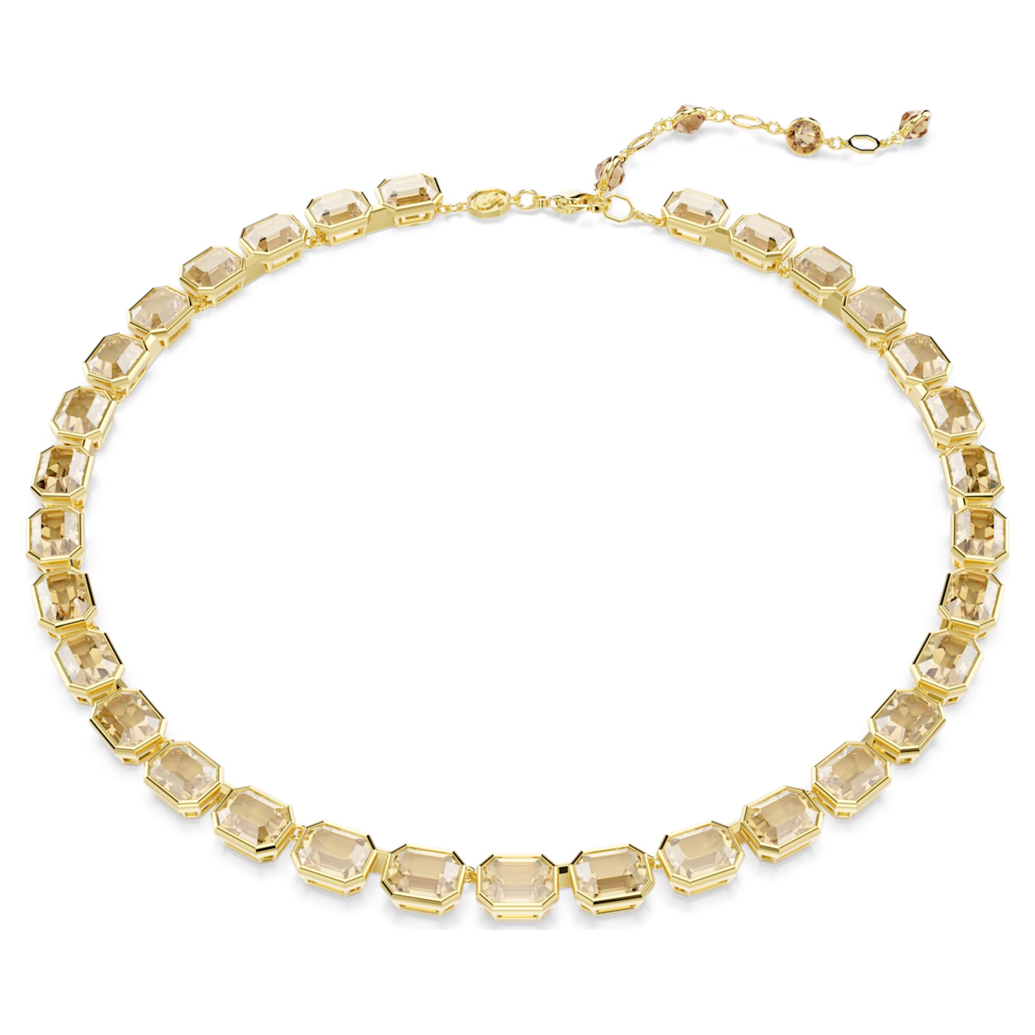 Swarovski Millenia necklace Octagon cut, Yellow, 18K gold finish