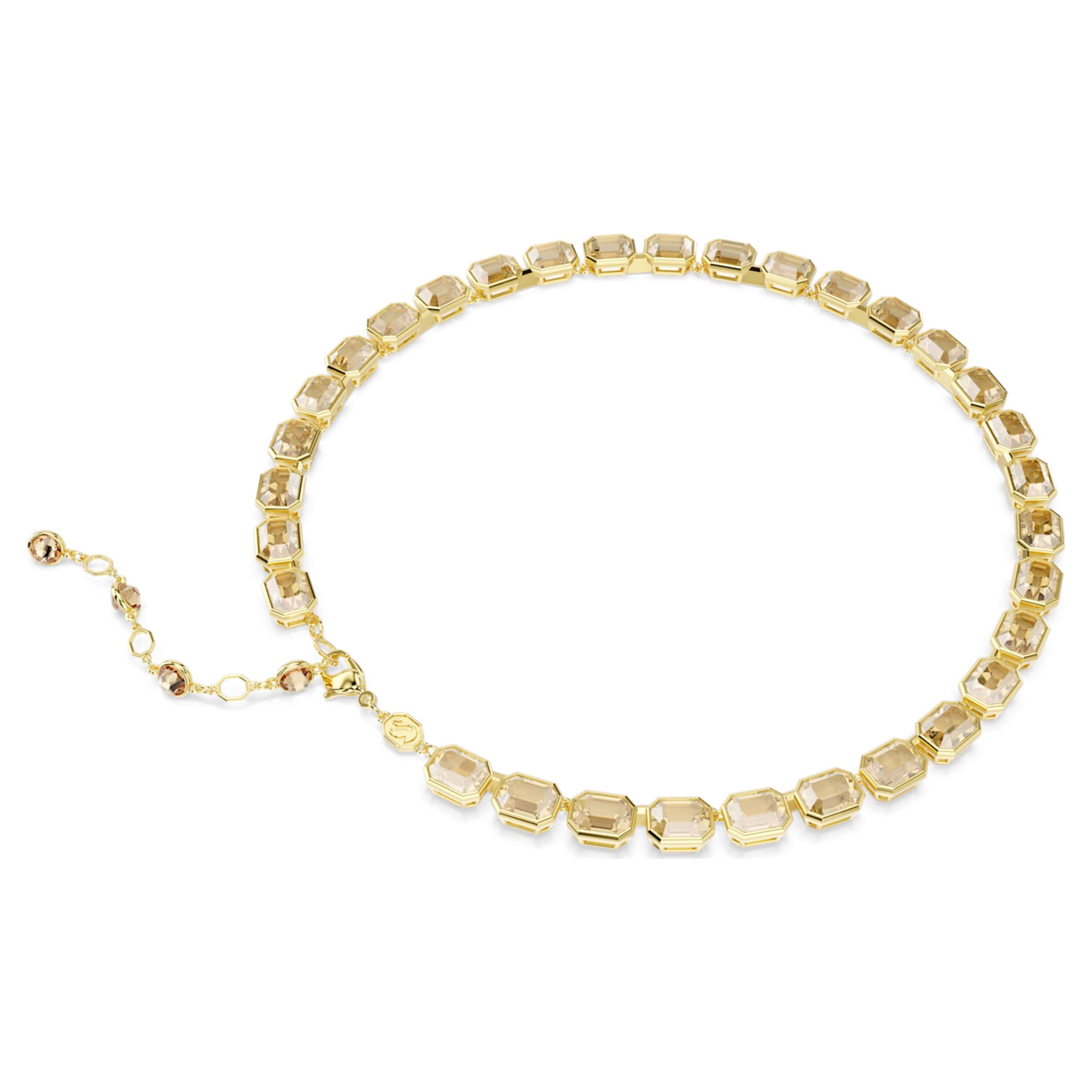 Swarovski Millenia necklace Octagon cut, Yellow, 18K gold finish