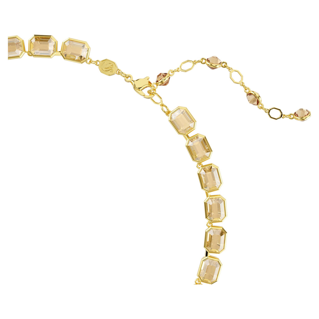 Swarovski Millenia necklace Octagon cut, Yellow, 18K gold finish