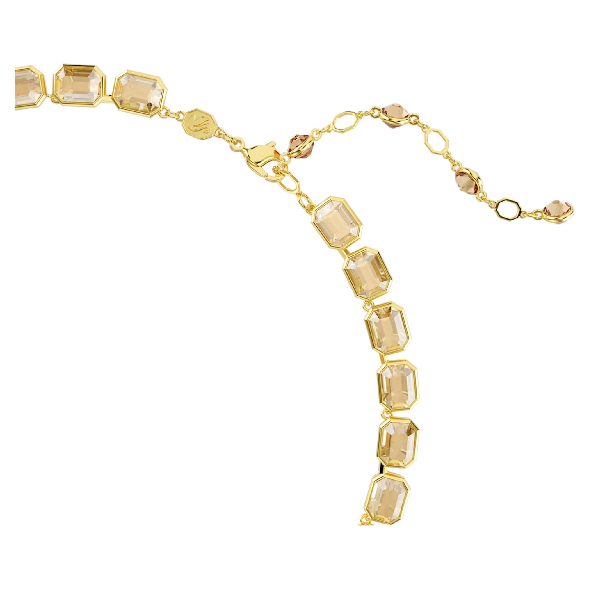 Swarovski Millenia necklace Octagon cut, Yellow, 18K gold finish
