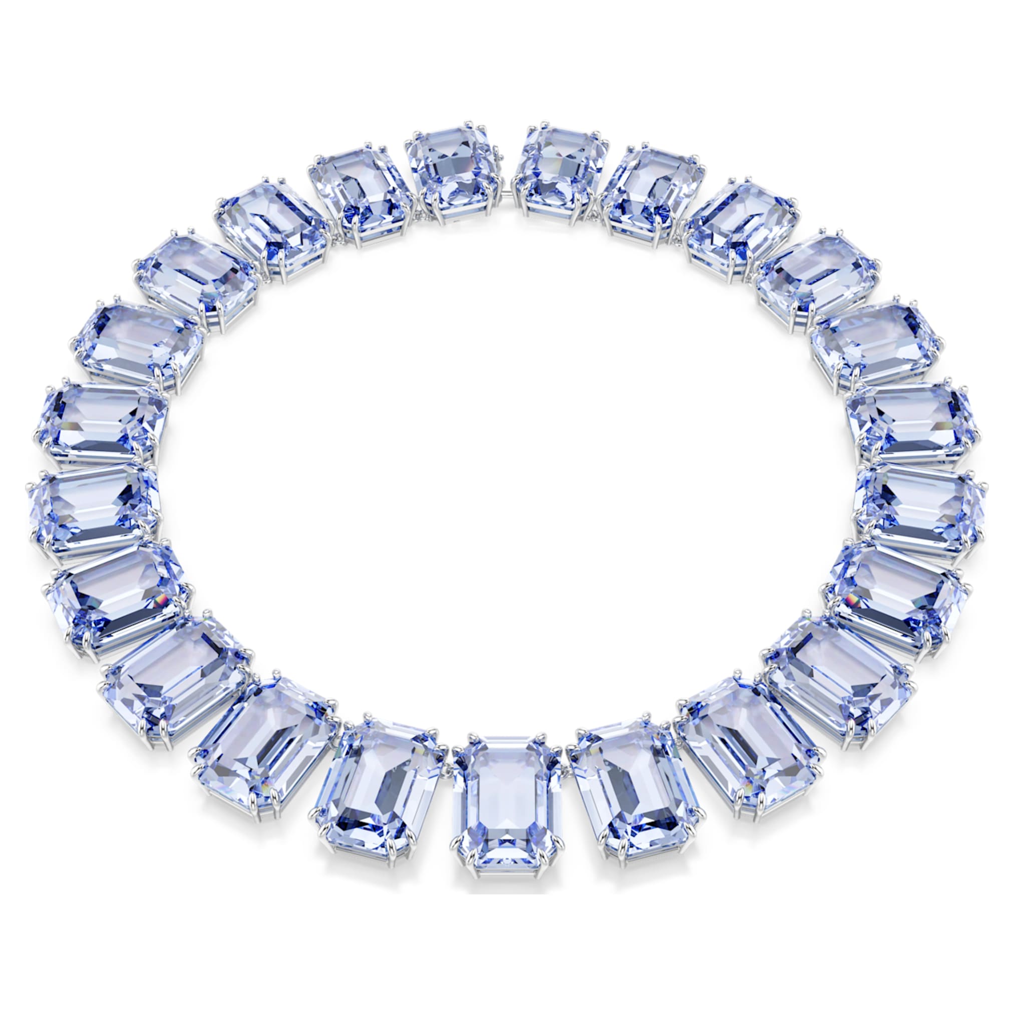 Swarovski Millenia necklace Oversized crystals, Octagon cut, Blue, Rhodium plated