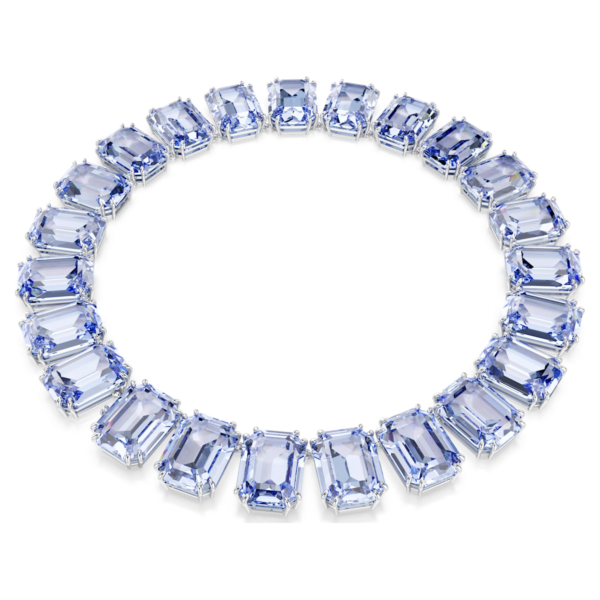Swarovski Millenia necklace Oversized crystals, Octagon cut, Blue, Rhodium plated