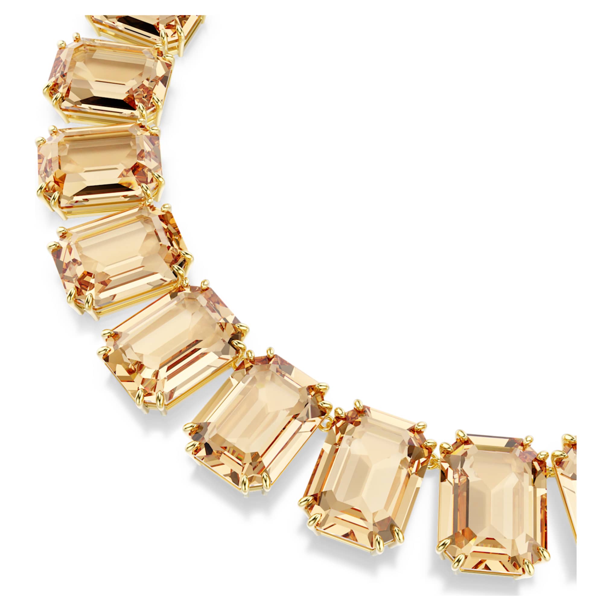 Swarovski Millenia necklace Oversized crystals, Octagon cut, Caramel, 18K gold finish