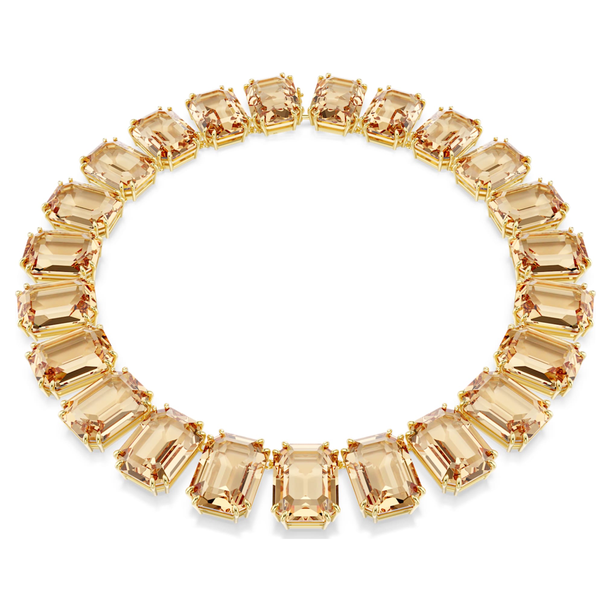 Swarovski Millenia necklace Oversized crystals, Octagon cut, Caramel, 18K gold finish