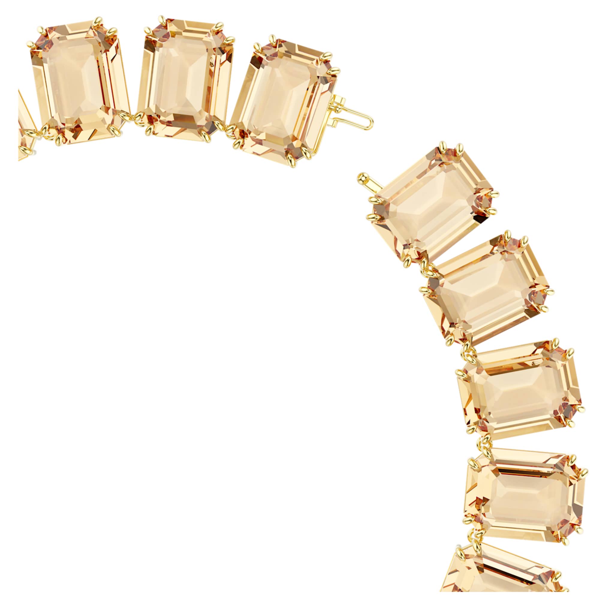 Swarovski Millenia necklace Oversized crystals, Octagon cut, Caramel, 18K gold finish