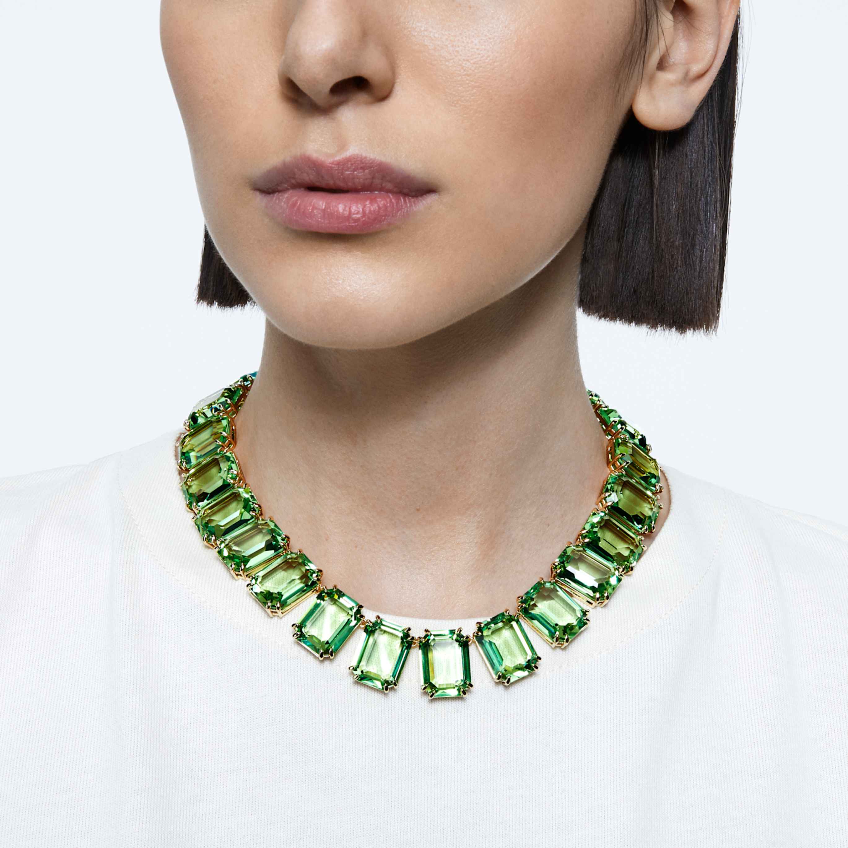 Swarovski Millenia necklace Oversized crystals, Octagon cut, Purple, 18K gold finish