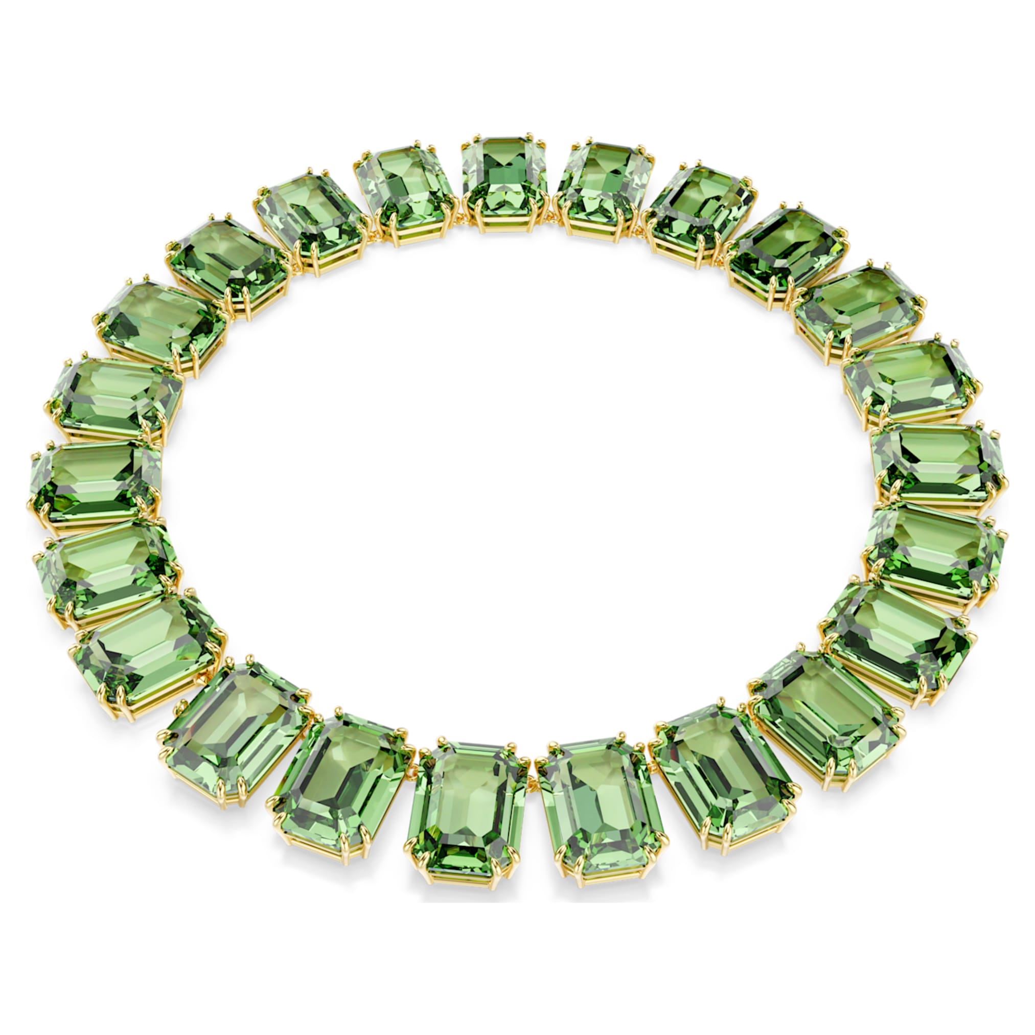 Swarovski Millenia necklace Oversized crystals, Octagon cut, Green, 18K gold finish