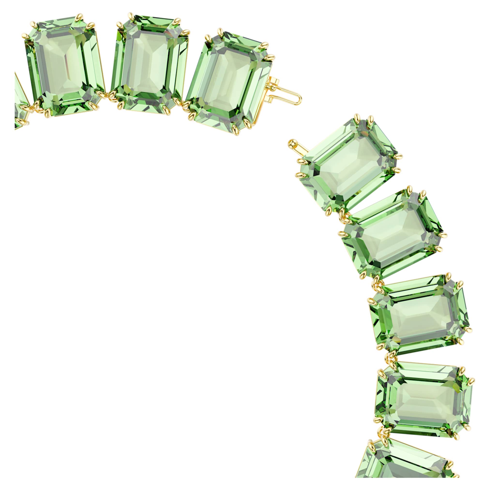 Swarovski Millenia necklace Oversized crystals, Octagon cut, Green, 18K gold finish