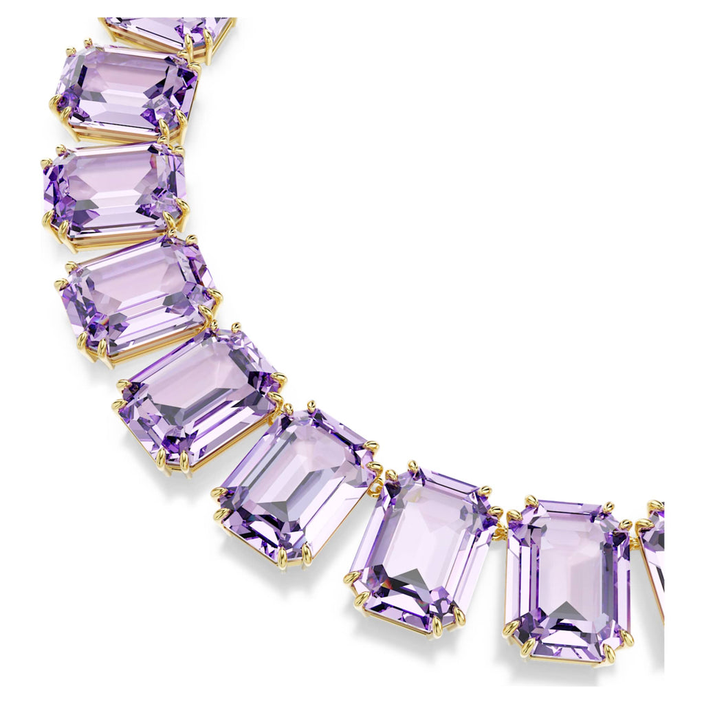 Swarovski Millenia necklace Oversized crystals, Octagon cut, Purple, 18K gold finish