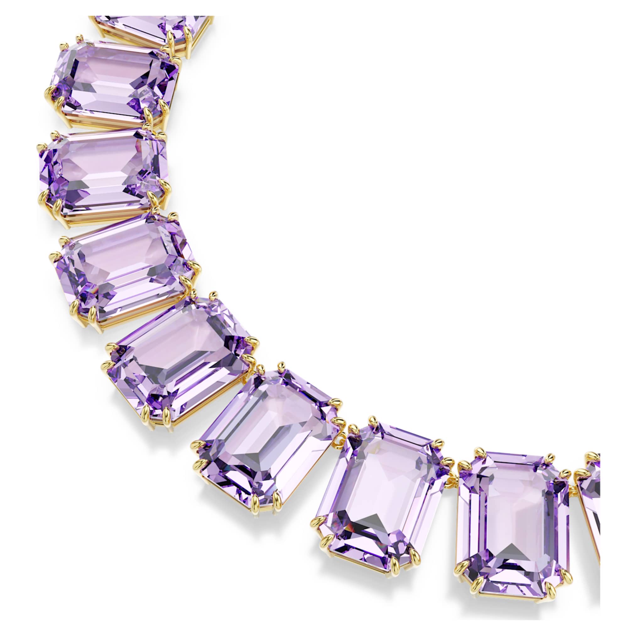 Swarovski Millenia necklace Oversized crystals, Octagon cut, Purple, 18K gold finish
