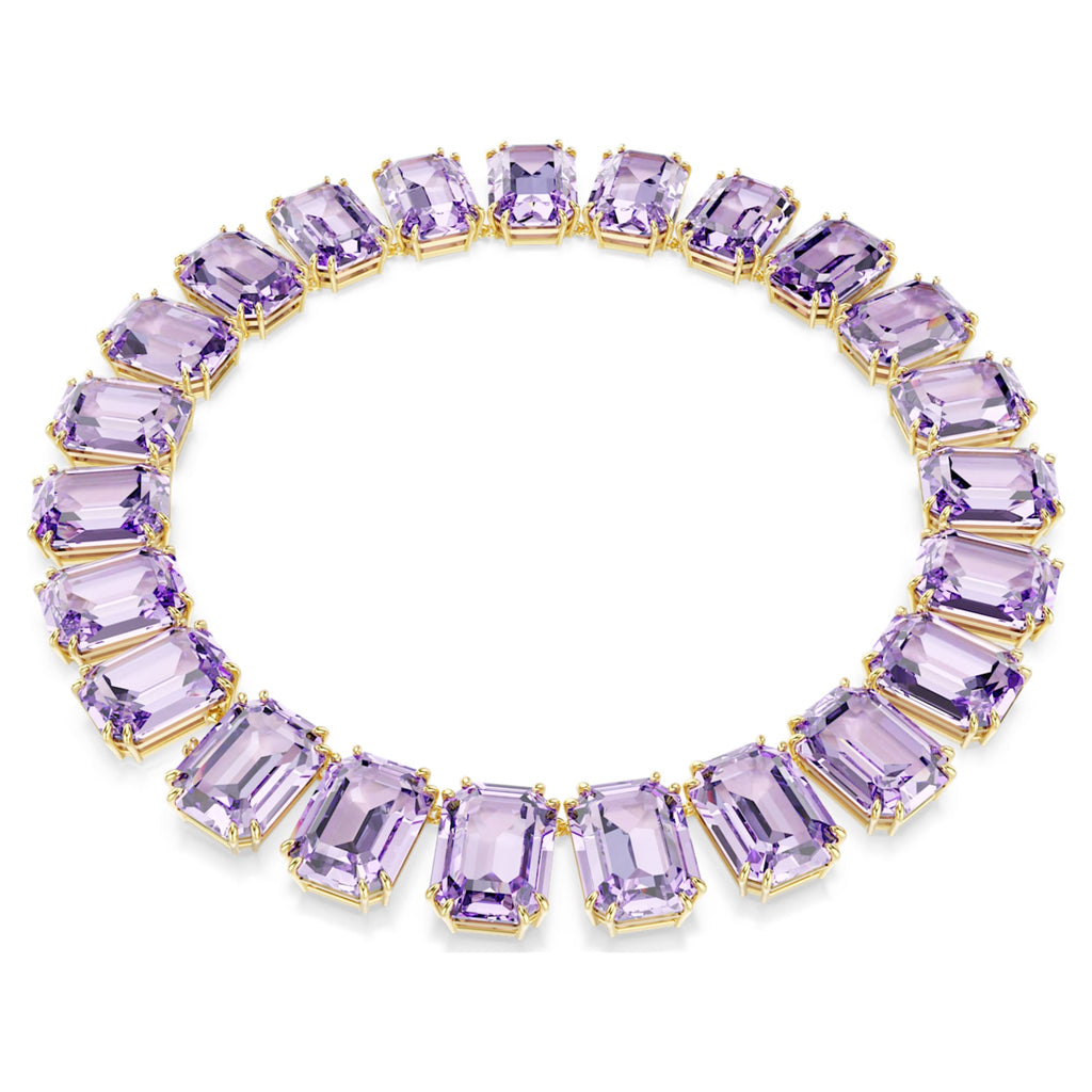 Swarovski Millenia necklace Oversized crystals, Octagon cut, Purple, 18K gold finish