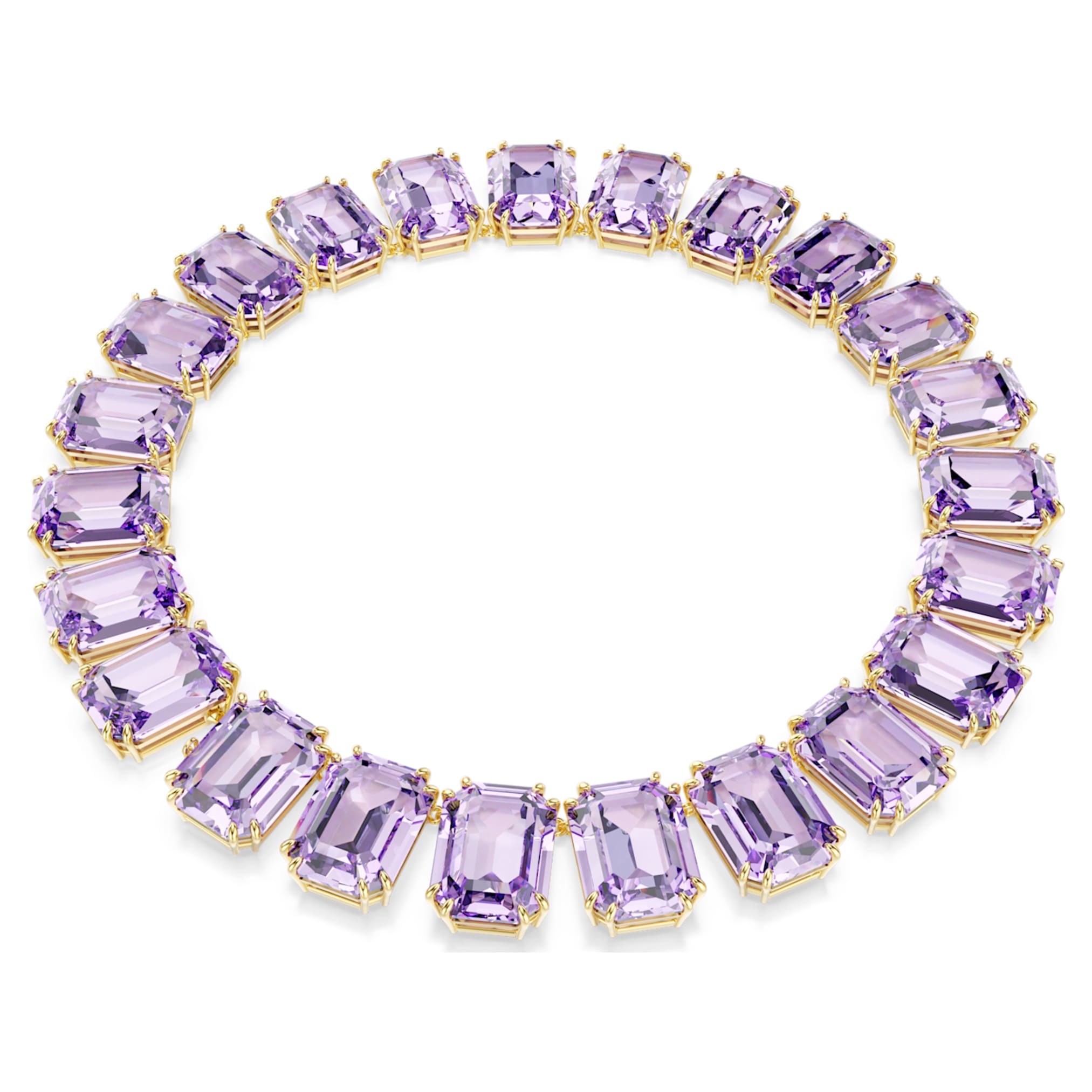 Swarovski Millenia necklace Oversized crystals, Octagon cut, Purple, 18K gold finish