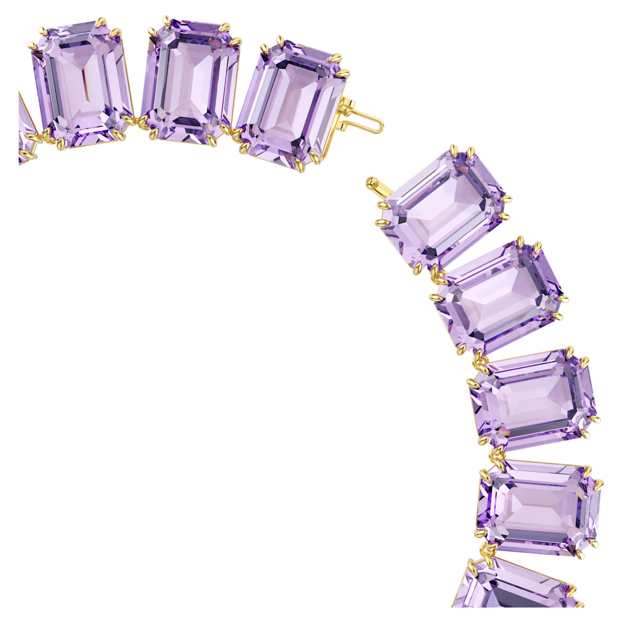 Swarovski Millenia necklace Oversized crystals, Octagon cut, Purple, 18K gold finish