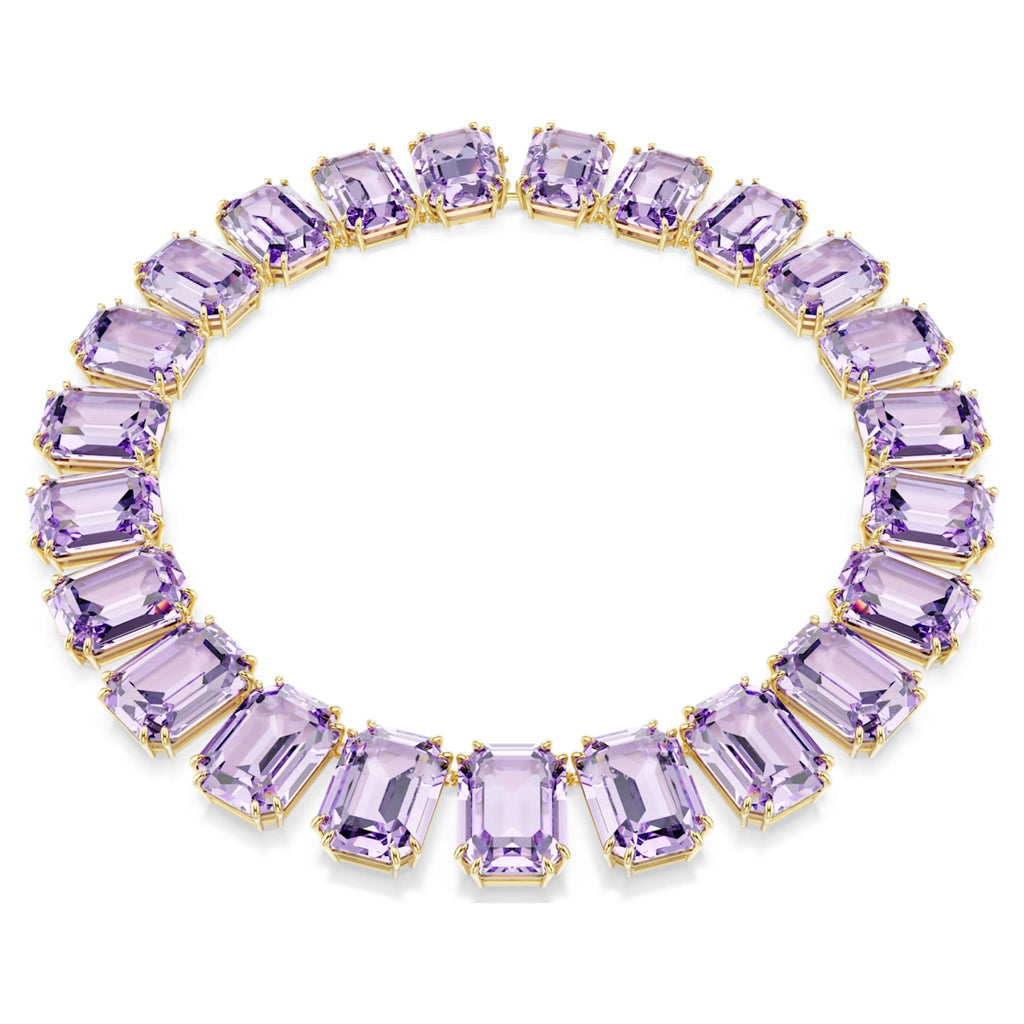 Swarovski Millenia necklace Oversized crystals, Octagon cut, Purple, 18K gold finish